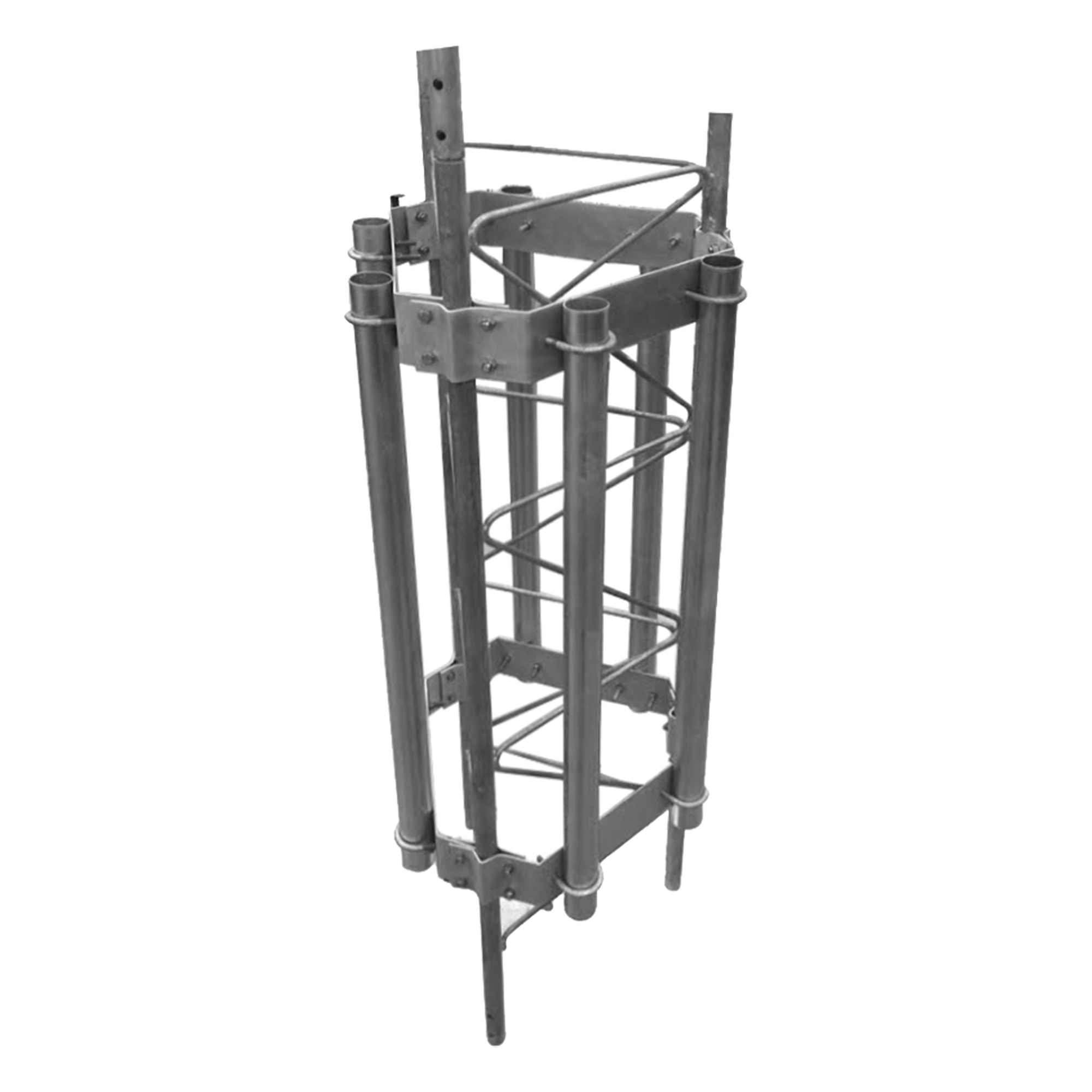 Herraje para antenas sectoriales / 6 posiciones / Acero A-36 / Mástil 2' cal. 18 / Altura 100 cm / 3.28 ft / Galvanizado en caliente / Compatible STZ35G — SYSCOM TOWERS · SKU SM-HEX-35G