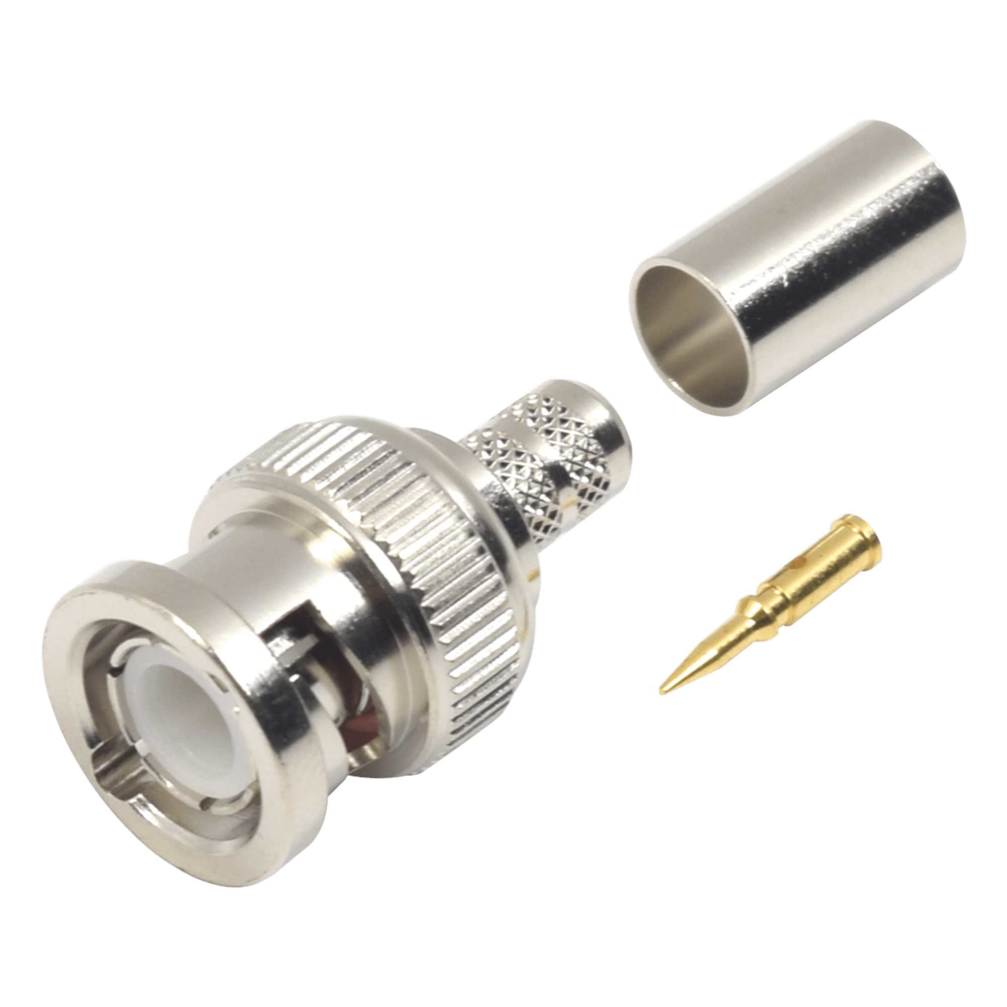 Conector BNC Macho / Anillo Plegable / RG-8/X / LMR-240 / Belden 9258 / Cuerpo Bronce Niquelado — RF INDUSTRIES,LTD · SKU RFB-1107-1X