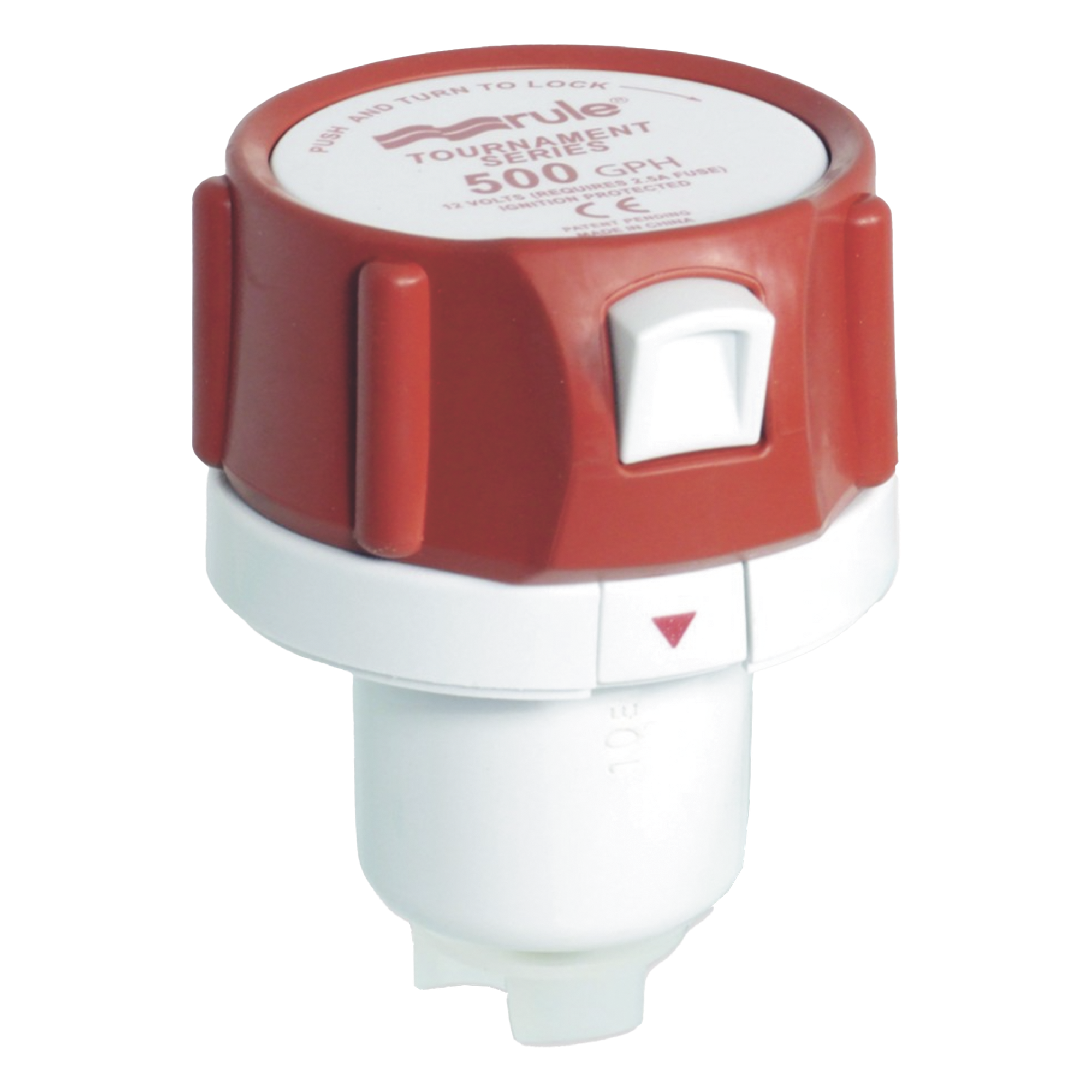 Bomba de reemplazo / 500 GPH (1893 LPH) / 12V DC / 2.5A fusible / 1.1 pies cúbicos por hora — RULE · SKU 45DR
