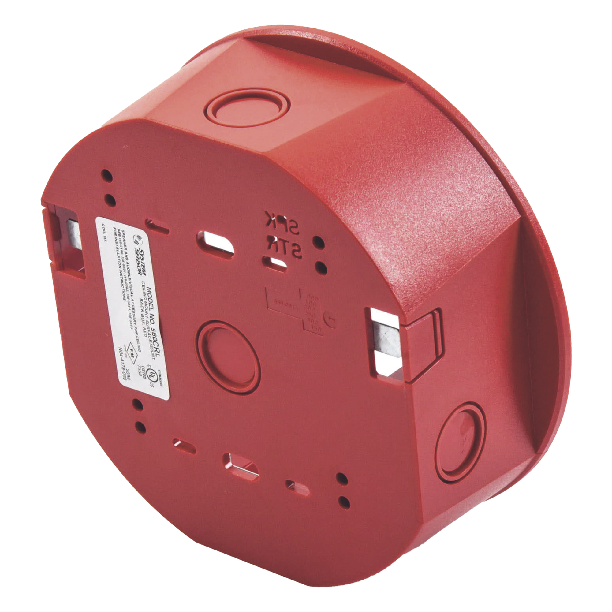Caja de Montaje en Techo / Para Sirena / Color Rojo / Diseño Compacto / Compatible Serie L — SYSTEM SENSOR · SKU SBB-CRL