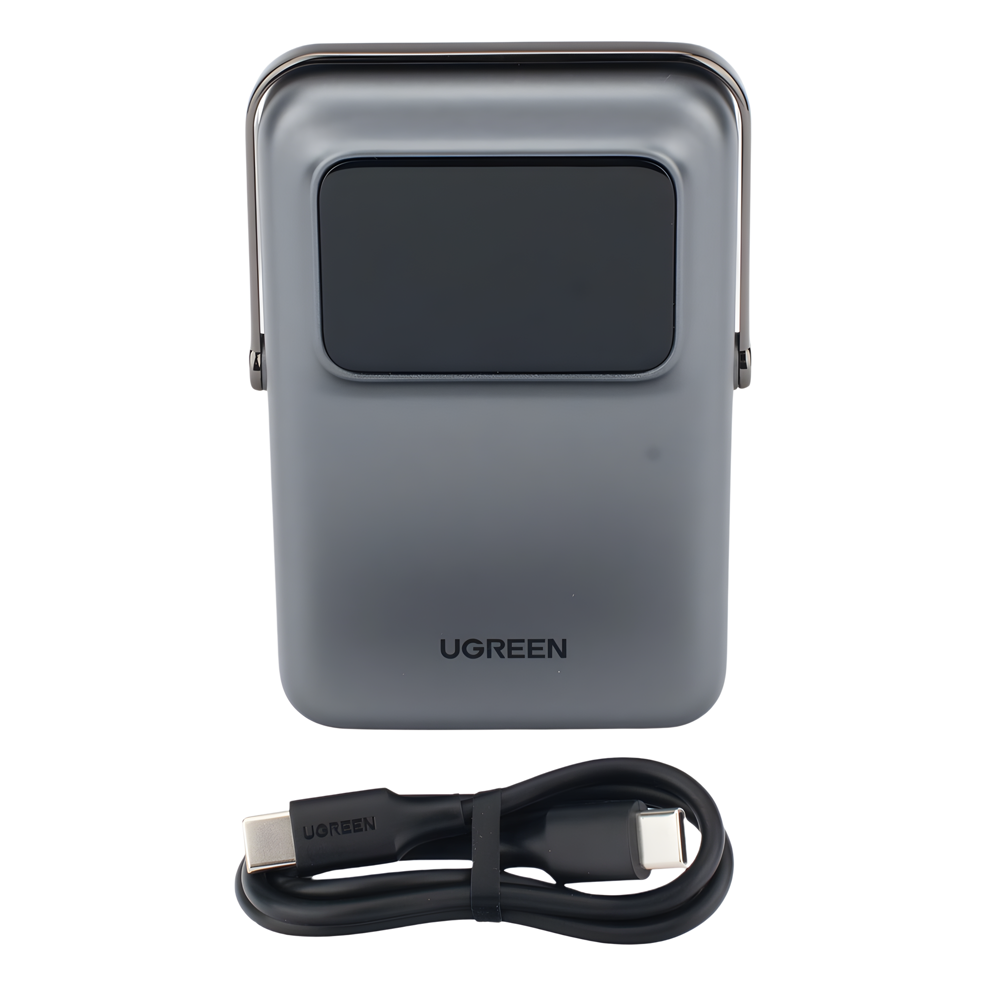 Power Bank Serie UNO Inalambrico | 10000mAh | 7.5W/20W  |  Con Emojis de Estado | Carga Rápida USB-C Bidireccional  | Pantalla TFT  Inteligente | Con Holder | Color Grey.