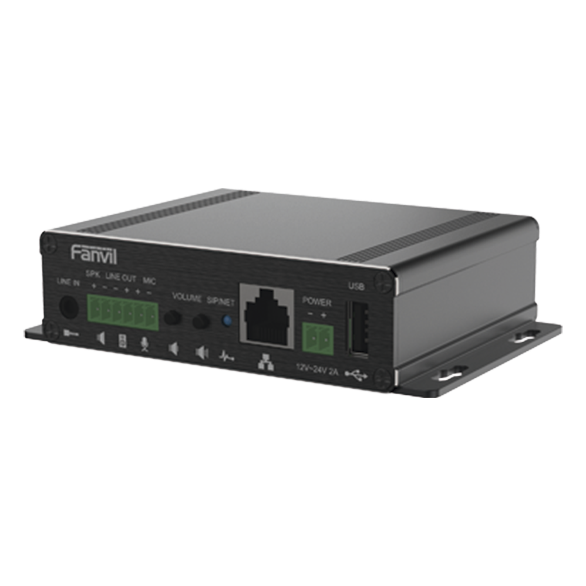 Gateway IP/SIP para Voceo / Amplificador Integrado 30 W / Entrada Audio 3.5 mm / Reproducción MP3 vía USB y TF / PoE 802.3af / 2 Líneas SIP / Códec Opus — FANVIL · SKU PA3F