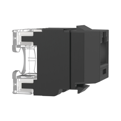 Conector Jack Estilo 110 (de Impacto), Tipo Keystone, Categoría 6A, de 8 Posiciones y 8 Cables, Color Negro
