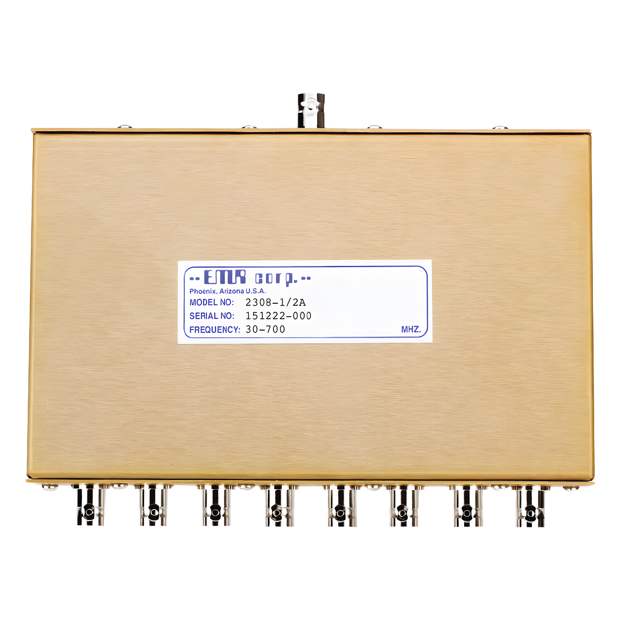 Divisor de Potencia EMR de 8 Vías, 30-700 MHz, 0.5 Watt, Conectores BNC Hembra.