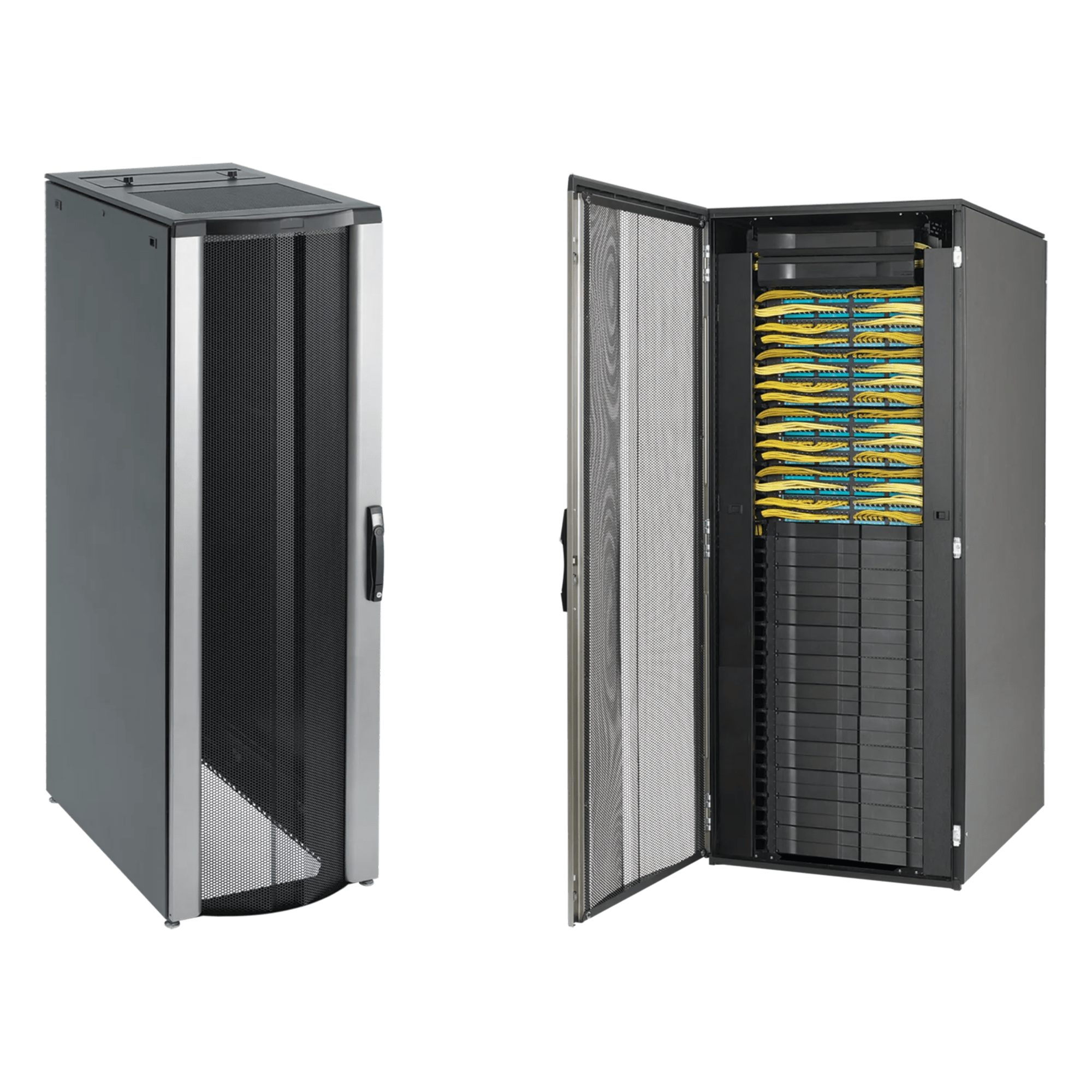Gabinete Rack / 42 UR / 2000x800x1200 mm / 2500 lb / Acero / Puertas Perforadas / Gestión de Cables — HOFFMAN · SKU PNC20812B