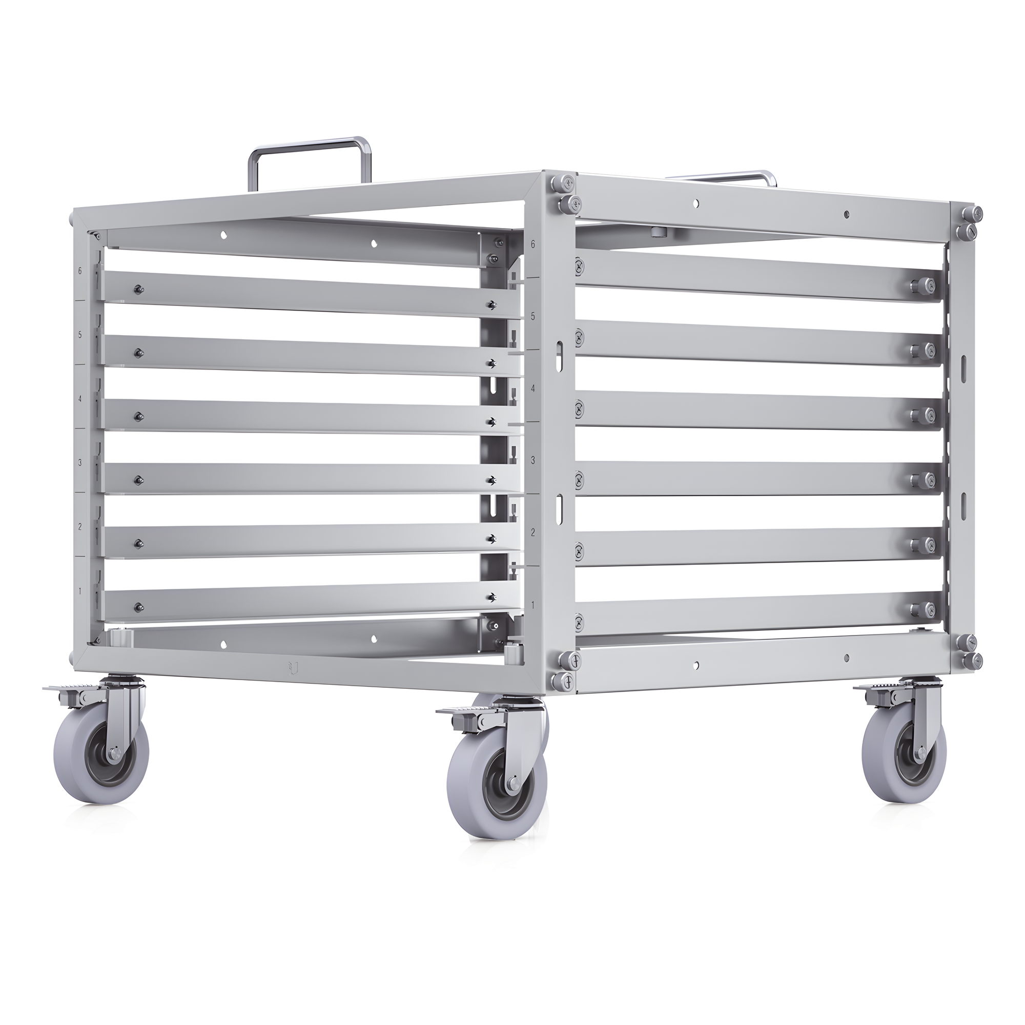 Rack Abierto 6U Compacto y Apilable sin Herramientas para Equipos UniFi, Ensamblaje Toolless, Ruedas con Seguro y Expansión a 12U con Kit de Apilado