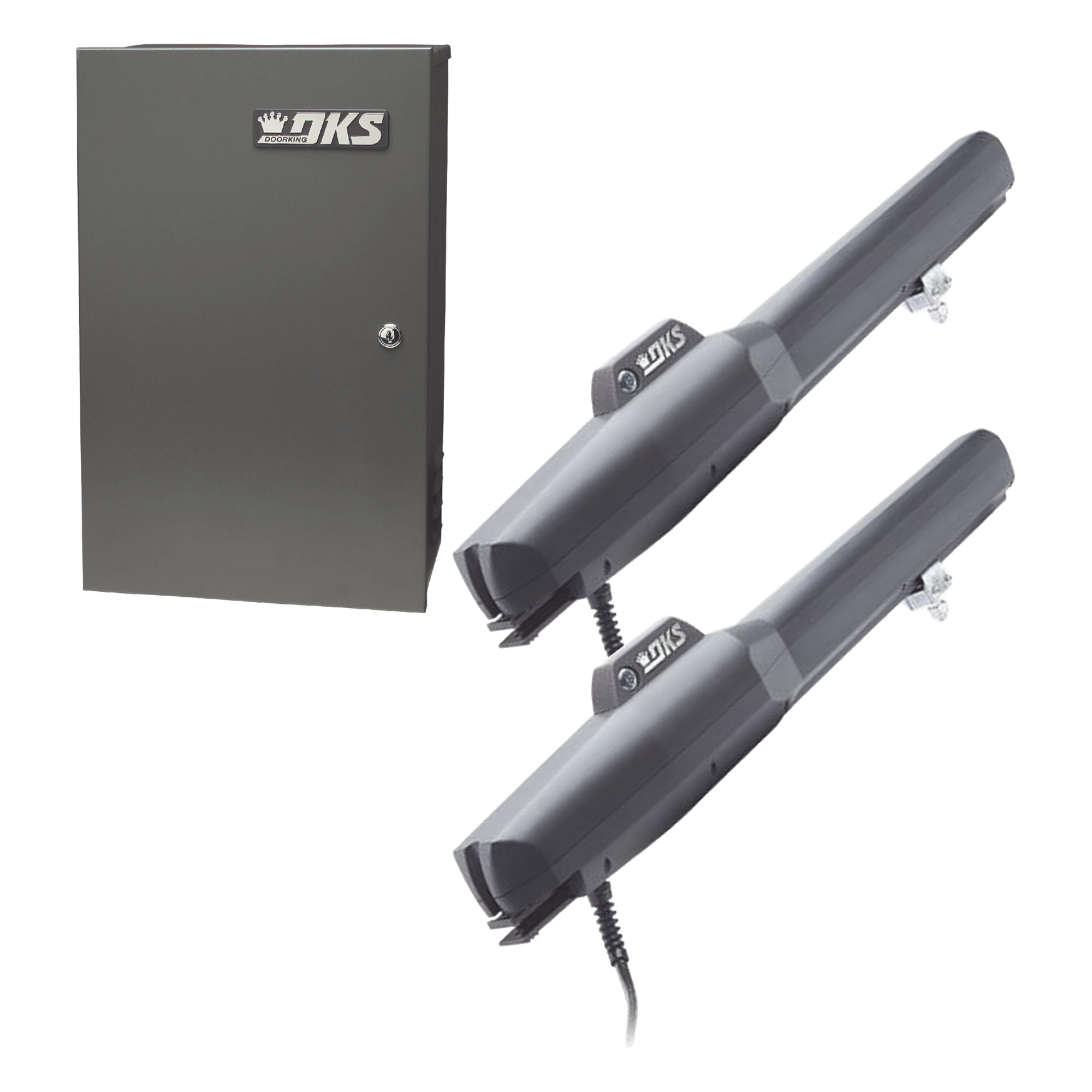 Operador de Puerta Abatible / Hasta 5.48 m (17.9 ft) / 700 kg Capacidad / 110 VAC / 24 VDC / 300 Ciclos Diarios / UL325 — DKS DOORKING · SKU KIT-6006-DKS