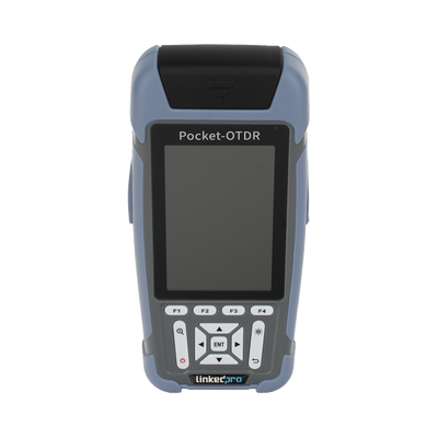 Mini OTDR para Fibra Óptica / Monomodo 1310nm y 1550nm / Rango Dinámico 24dB/22dB / VFL 10mW / OPM Integrado / Mapeo RJ45 / Alcance 128 km / Pantalla 3.5" / 12 Horas de Medición Continua — LINKEDPRO BY EPCOM · SKU LP-M-OTDR-V2