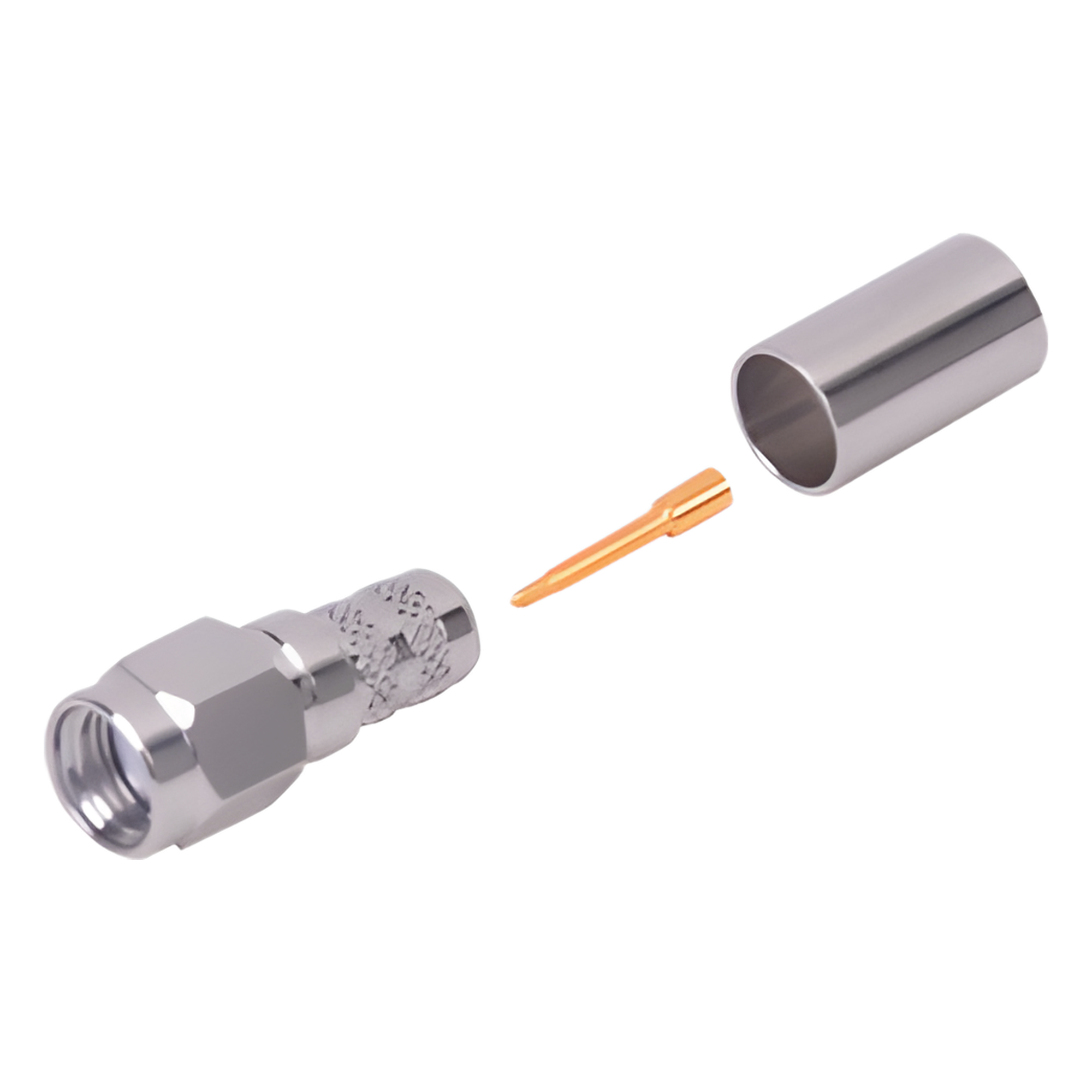 Conector SMA Macho / Anillo Plegable / 50 Ω / 12.4 GHz / VSWR ≤1.3 / Cables RG-8/X y LMR-240 — RF INDUSTRIES,LTD · SKU RSA-3000-X