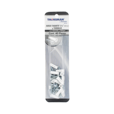 Paquete de 20 taquetes blancos  3/4" y 20 tornillos 8mm x 3/4" (1101-05002)