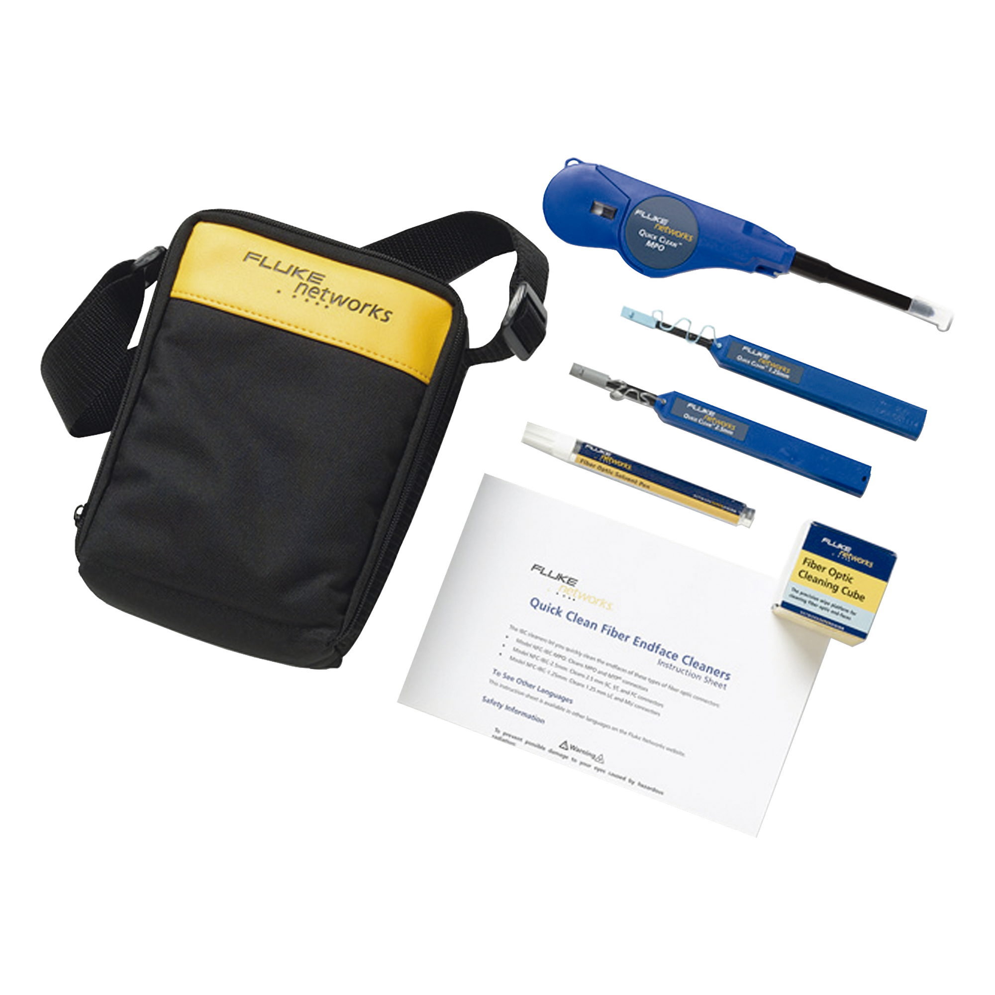 Kit de Limpieza de Fibra Óptica / 2150 Procesos / Quick Clean / Multi-Conector SC ST FC LC MU MPO/MTP E2000 — FLUKE NETWORKS · SKU NFC-KIT-CASE-E