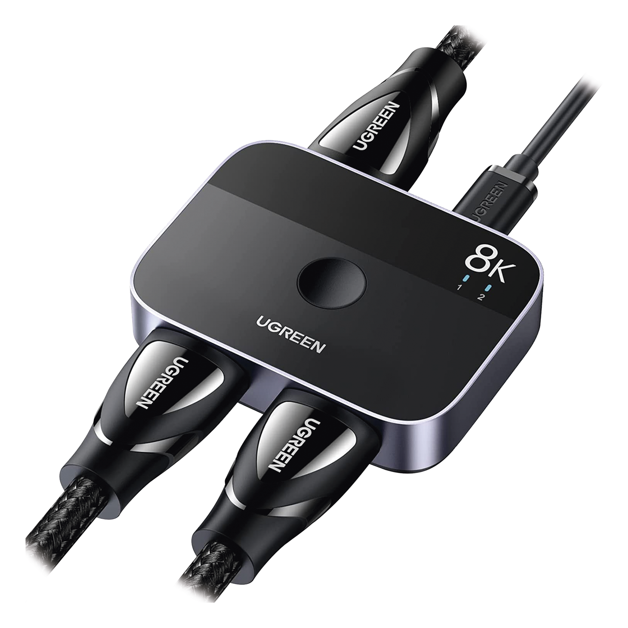 Conmutador HDMI 2.1 / 8K @60Hz / 4K @120Hz / 48Gbps / 2×1 / HDR Dolby / 7.1 Canales — UGREEN · SKU 90385