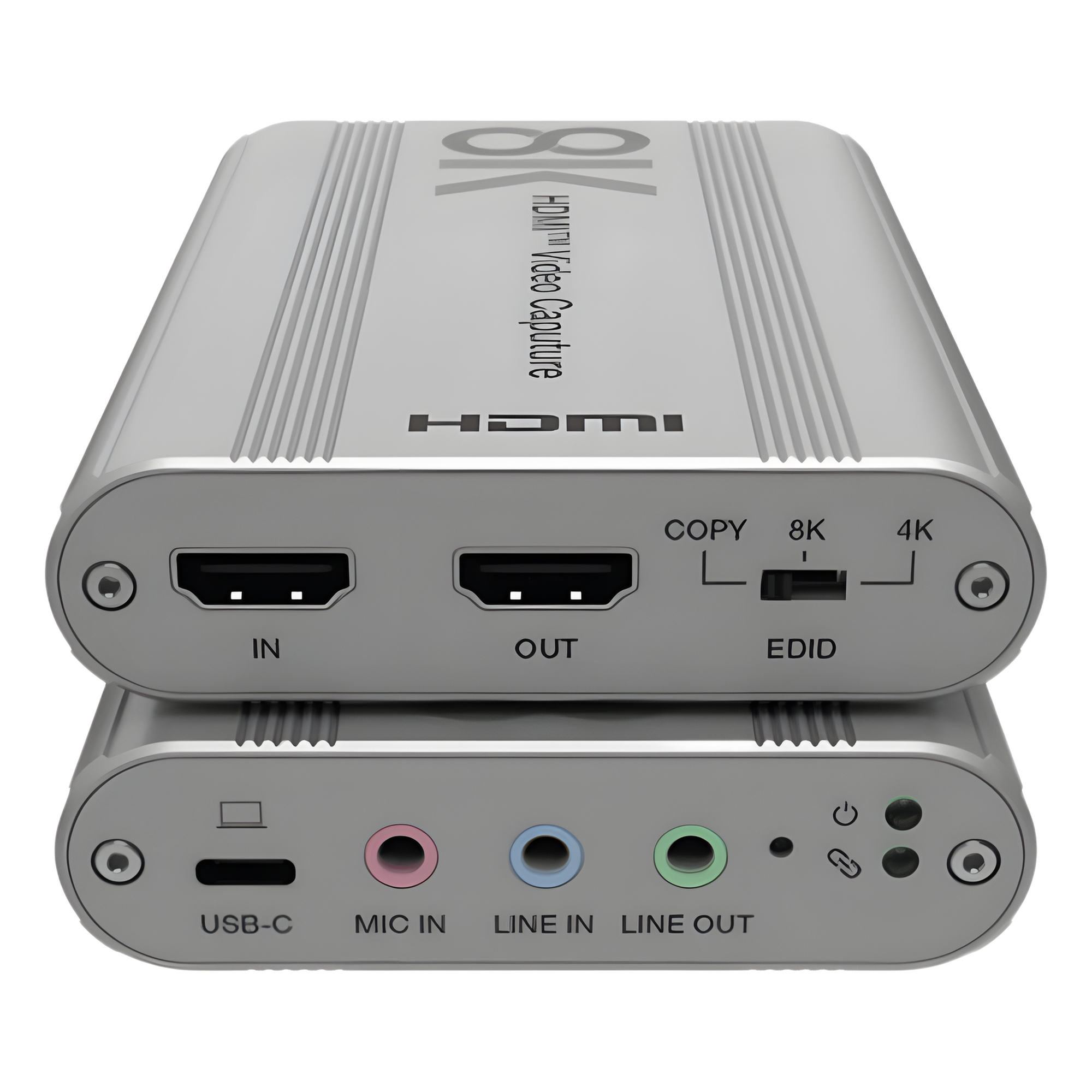 Tarjeta de Captura HDMI / 8K@60Hz / 4K2K@144Hz / USB 3.2 Gen 1 / Ancho de Banda 48 Gbps / Mezcla de Audio / Aluminio — EPCOM PROAUDIO · SKU EPCUH80