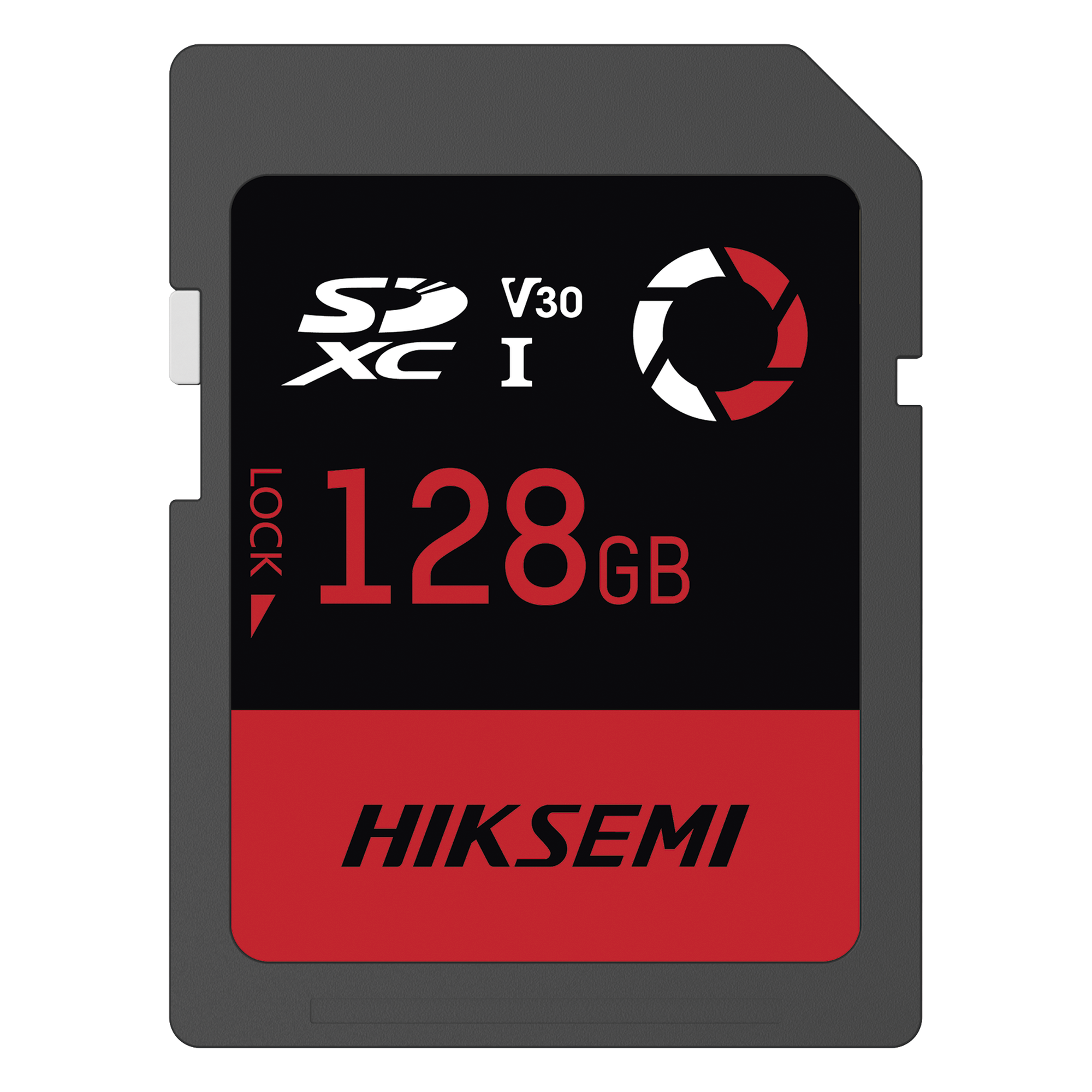 Memoria SD / 128 GB / Lectura 180 MB/s / Escritura 150 MB/s / V30 U3 Clase 10 / -25°C a 80°C / Anti-impactos — HIKSEMI by HIKVISION · SKU HS-SD-E30/128G