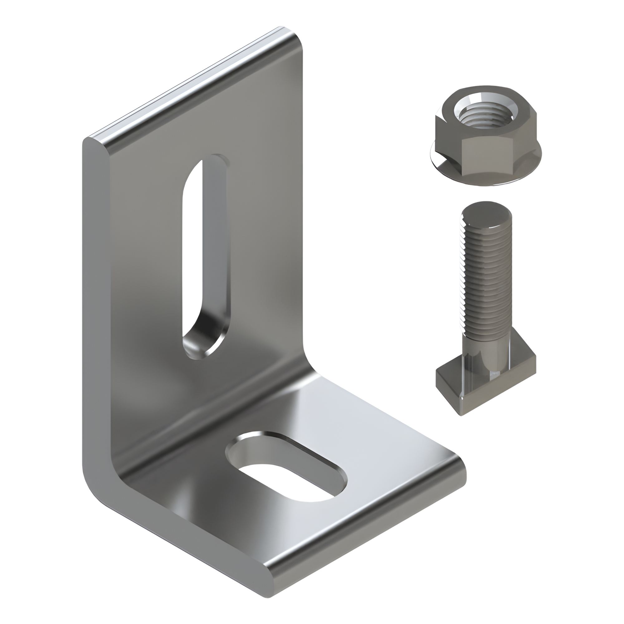 Herraje en L para Fijación al Suelo / Aluminio Serie 6000 / Acero Inoxidable / Compatible con N Rail 4.72 / Techos Planos e Inclinados — BASEL · SKU N00002