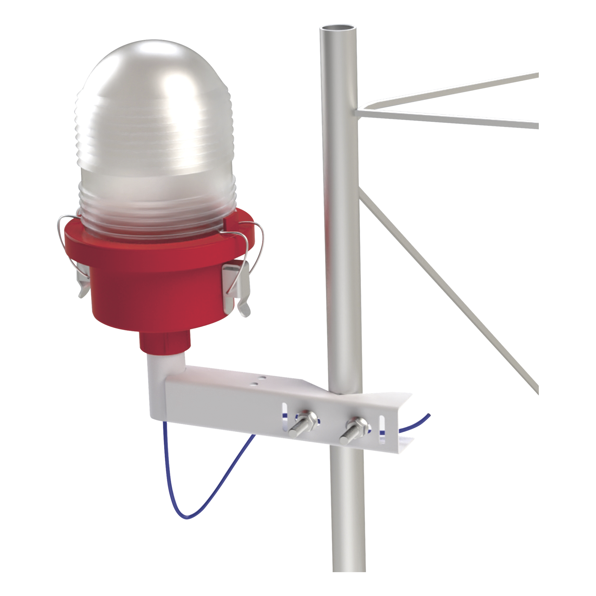 Herraje para Lámpara de Obstrucción / Acero Galvanizado / Pintura Electrolítica Blanca / Fijación 7/8' a 1-1/4' / Compatible STZ30 STZ35 STZ45