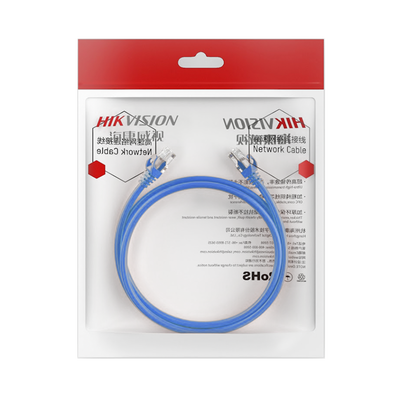 Cable de Parcheo / UTP / Cat. 6 (24 AWG) / 2 Metros (6.56 Pies) / Color Azul / Ideal para PoE+ / Interior — HIKVISION · SKU DS-1NP6UEC0-200-B