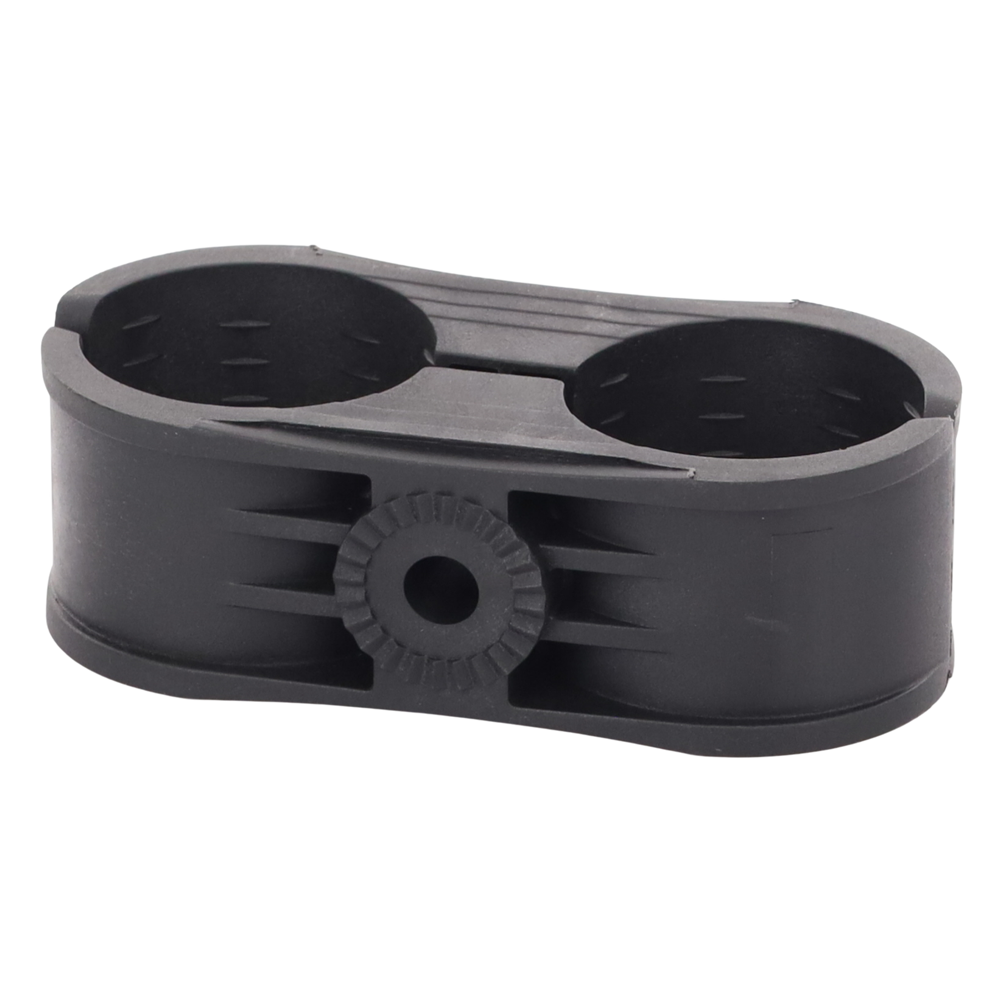 Sujetador Plástico para Cable Coaxial / Doble / 1-5/8" a 2" (51 mm) / Varilla Roscada 3/8" o M10 / Paquete de 10 Piezas