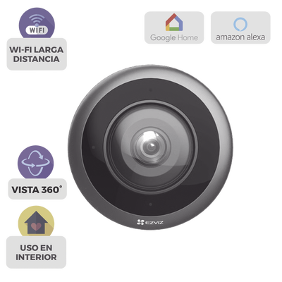 Cámara IP Fisheye 360° / 3K+ (2320x2320) / Wi-Fi Dual Banda 2.4/5 GHz / IR 10 m (32.8 ft) / Audio Bidireccional / MicroSD 512GB / H.265 — EZVIZ · SKU CS-E4P