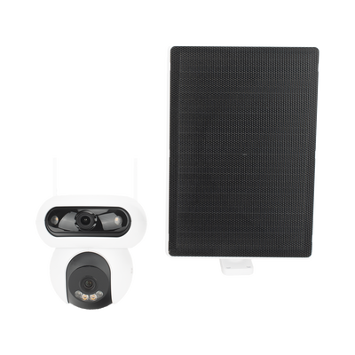 Cámara IP Solar / Doble Lente 4MP+4MP / Wi-Fi 6 / 4G LTE / Batería 10,400 mAh / Panel Solar 8W / IP65