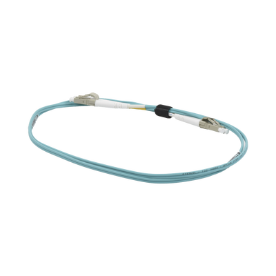 Jumper de Fibra Óptica Multimodo 50/125 OM3 XGLO, LC-LC Duplex, OFNR, Color Aqua, 1 Metro (3.28 Pies)