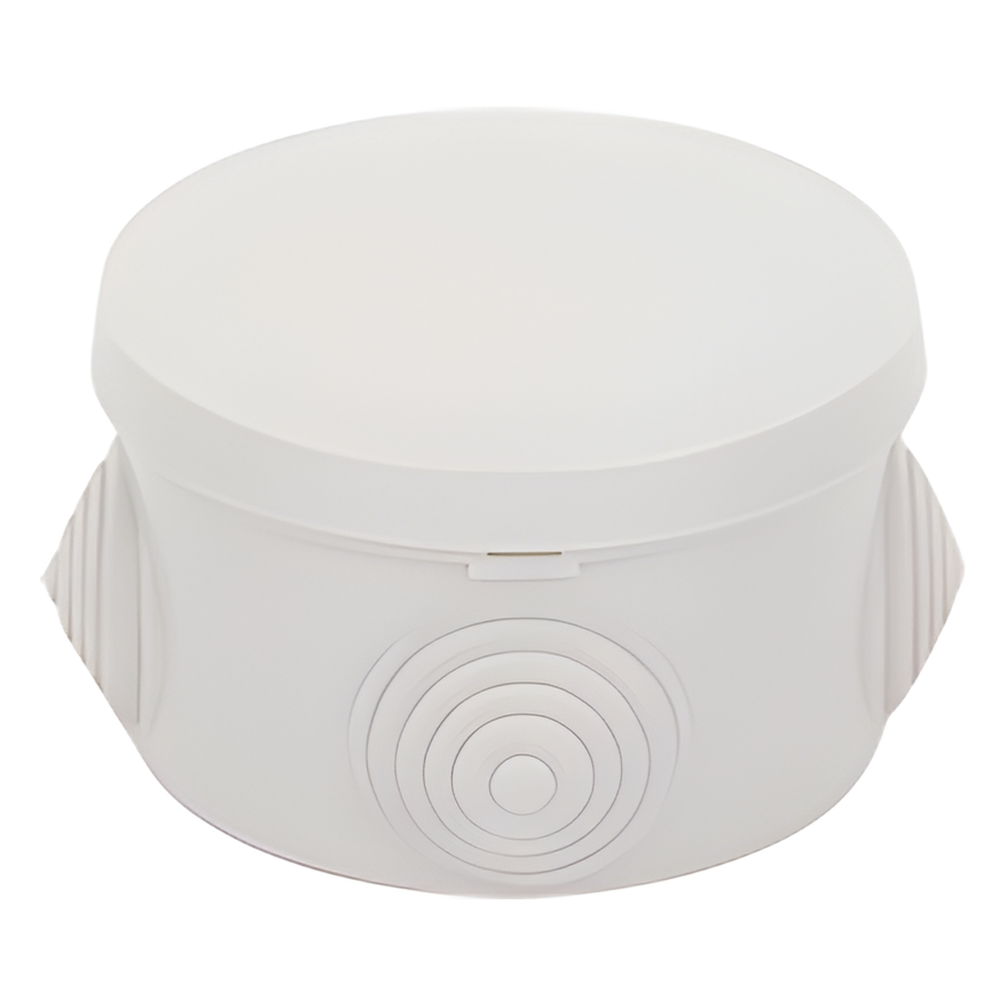 Caja Derivación-Conexión de Plástico Circular con 4 Glándulas de Goma (70 diámetro X 48 alto mm). Para Instalaciones Comerciales,  Residenciales e Industriales. Cerrado a Presión. 
