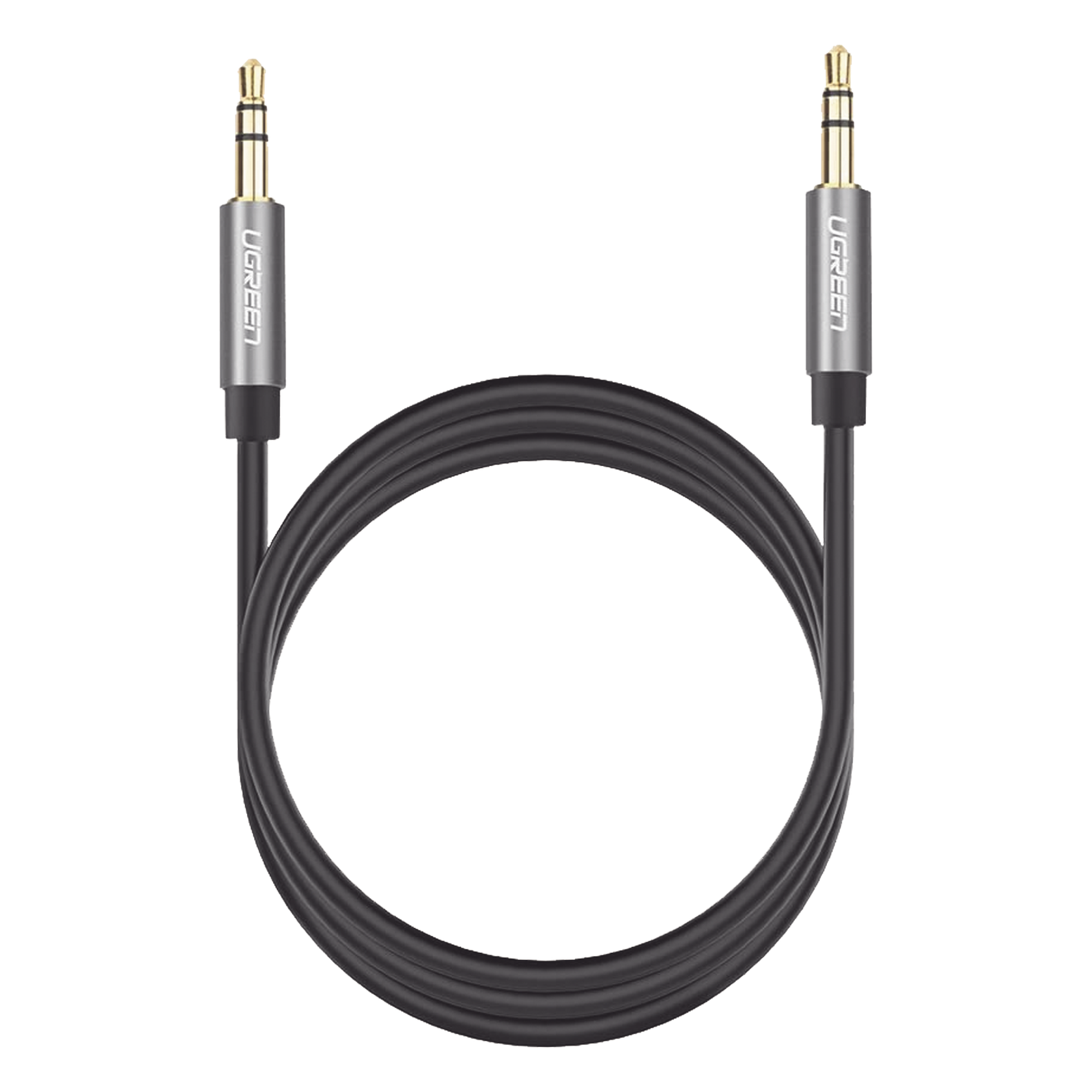 Cable Auxiliar 2 Metros / Conector 3.5mm a 3.5mm / Macho a Macho / Cubierta de TPE / Carcasa de Aluminio / Color Negro