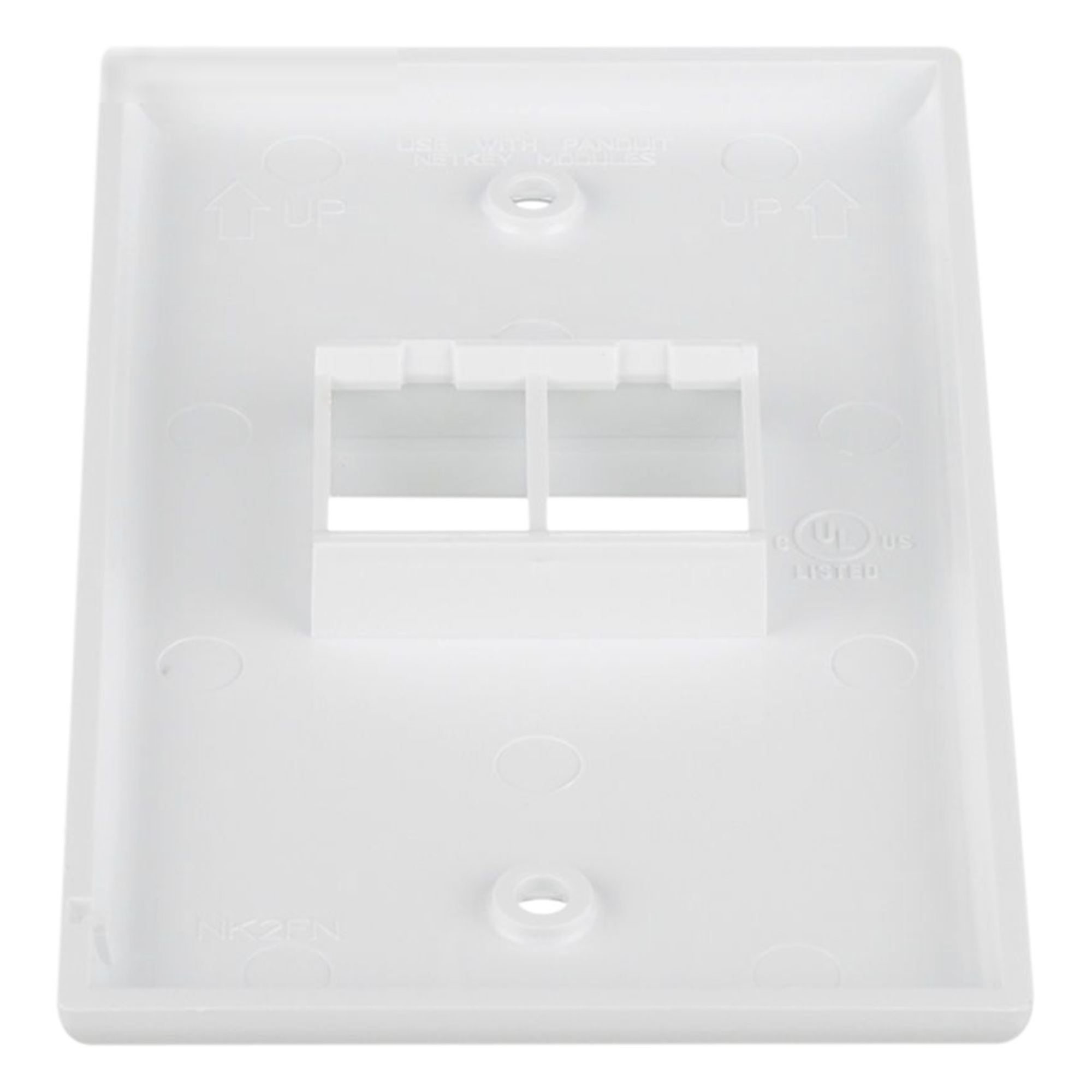 Placa de Pared Vertical / 2 Puertos Keystone / Montaje Vertical / 69.8 x 114.3 mm / 2.75 x 4.5 pulg. / Blanco
