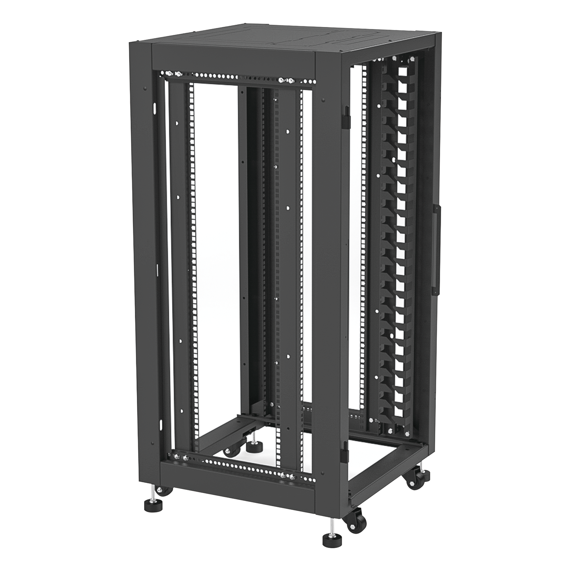 Gabinete de Piso 19in / 24UR / 600 mm Profundidad / Carga 532 kg / Puerta con Cristal Templado / Cierre 3 Puntos