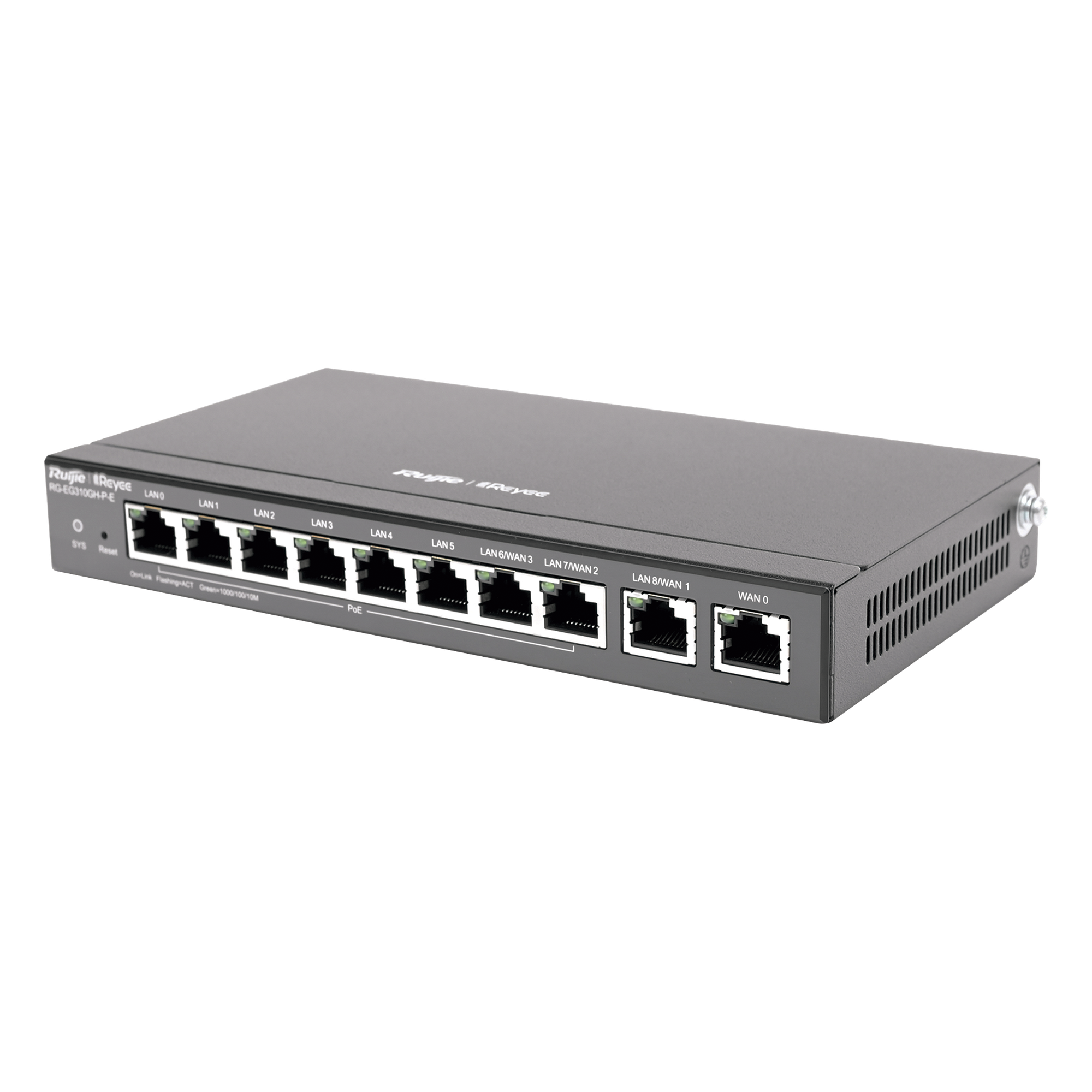 Router Balanceador SD-WAN / 1.5 Gbps / 350 Usuarios / 8 Puertos Gigabit PoE+ 110W / 4 WAN / Gestión en Nube — RUIJIE · SKU RG-EG310GH-P-E