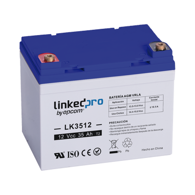 Batería de respaldo 12 V  |  35 Ah | AGM | Especial para Seguridad Electrónica | UPS | Vida útil 5 años | Terminales T1 
