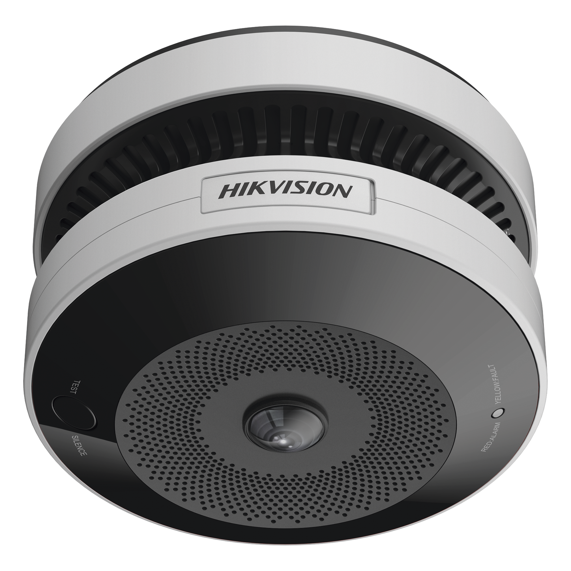 Cámara Fisheye IP / 4 Megapixel / Detector de Humo y Temperatura / IR 15 m (49.2 ft) / WDR 120 dB / Alarma 85 dB / PoE / MicroSD 128 GB — HIKVISION · SKU HF-VS409