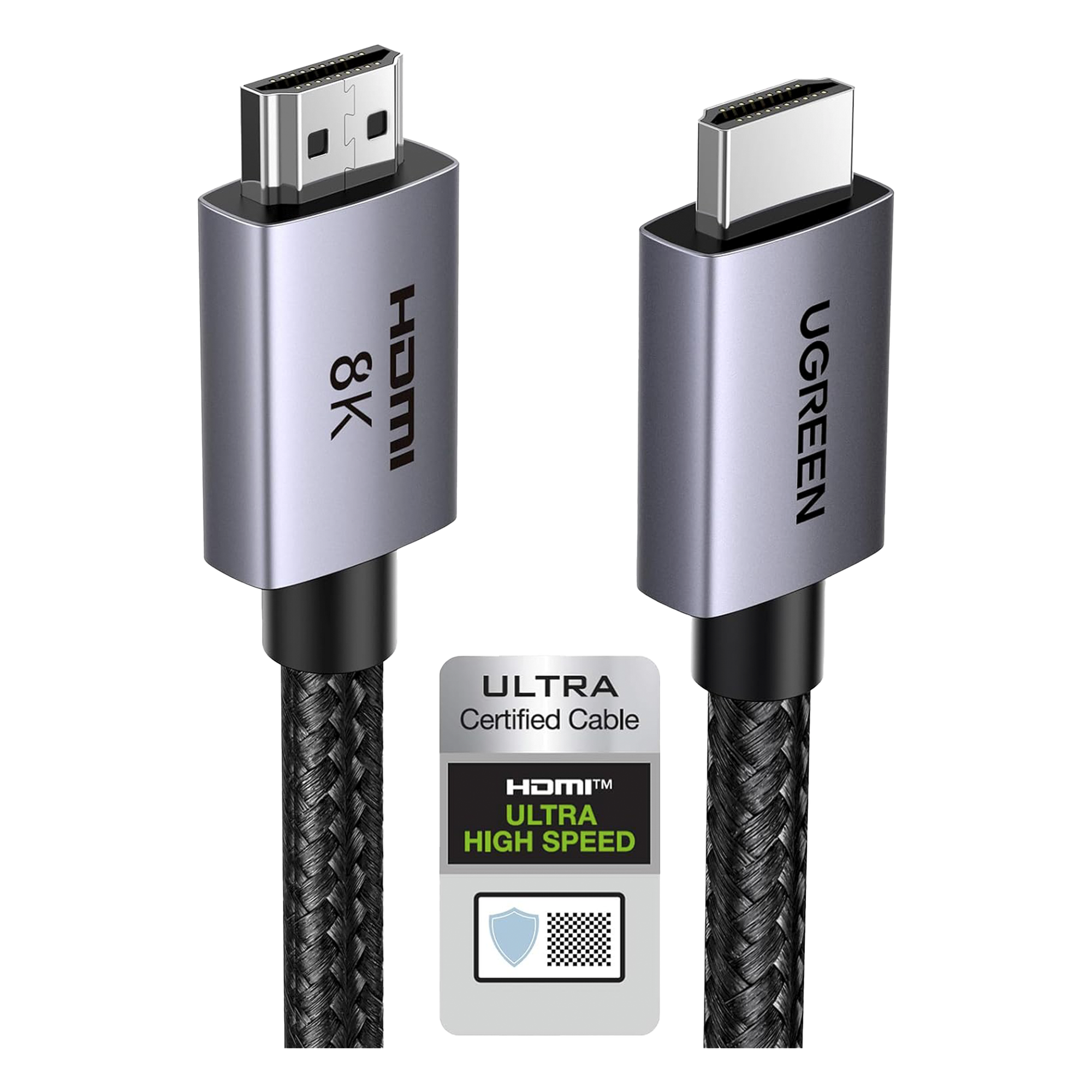 Cable HDMI 2.1 / 8K@60Hz / 4K@240Hz / 48 Gbps / 3 m (9.8 ft) / eARC / HDR10+ / Nylon Trenzado / Aluminio — UGREEN · SKU 25911