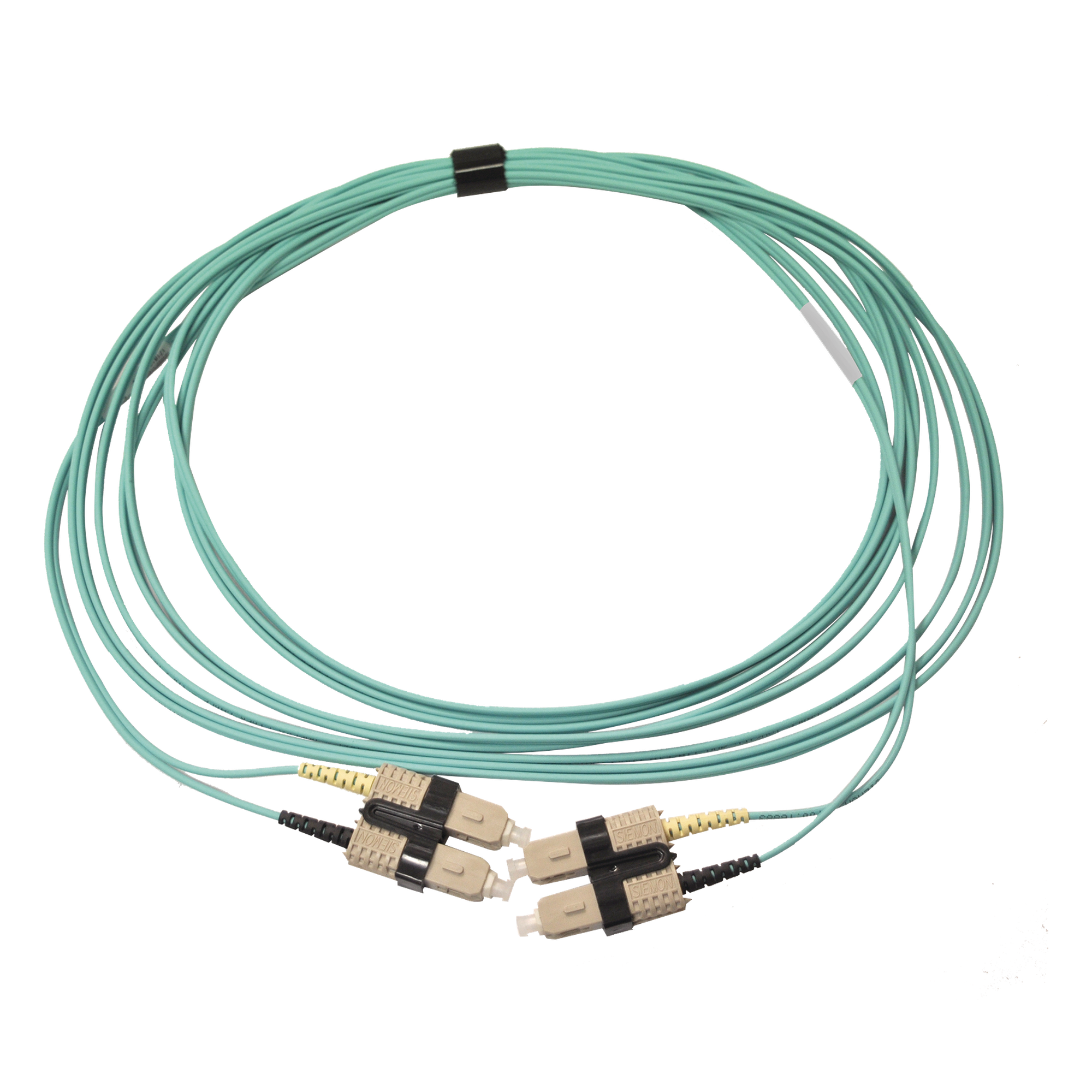 Jumper de Fibra Óptica Multimodo 50/125 OM3 / SC-SC Duplex / OFNR / Aqua / 5 m (16.40 ft) — SIEMON · SKU FJ2-SCSC5L-05AQ