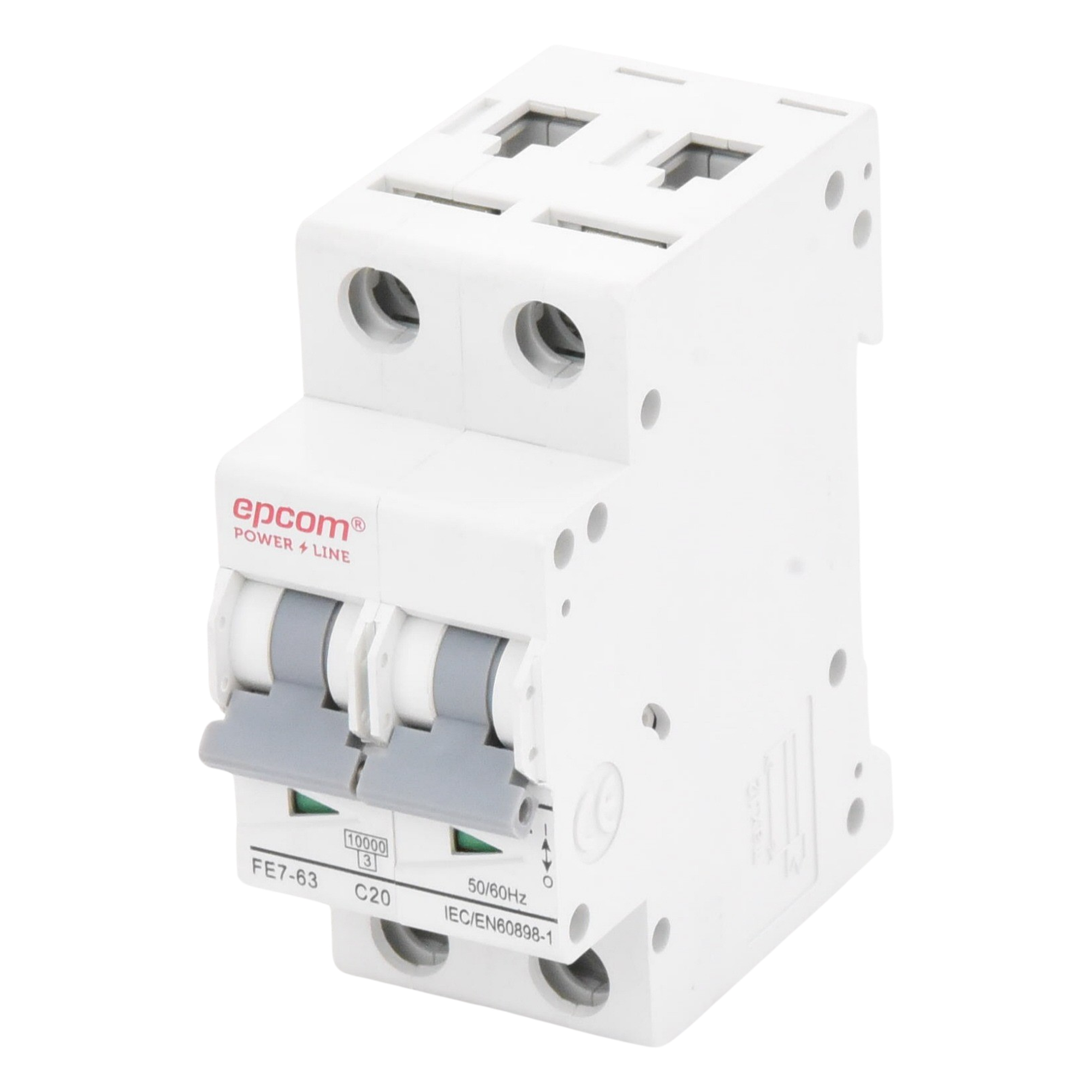 Protección Térmica 2P, 20A,  Corriente Alterna  400 Vca para Aplicación Fotovoltaica Montaje Riel DIN — EPCOM POWERLINE · SKU FE7632PC20