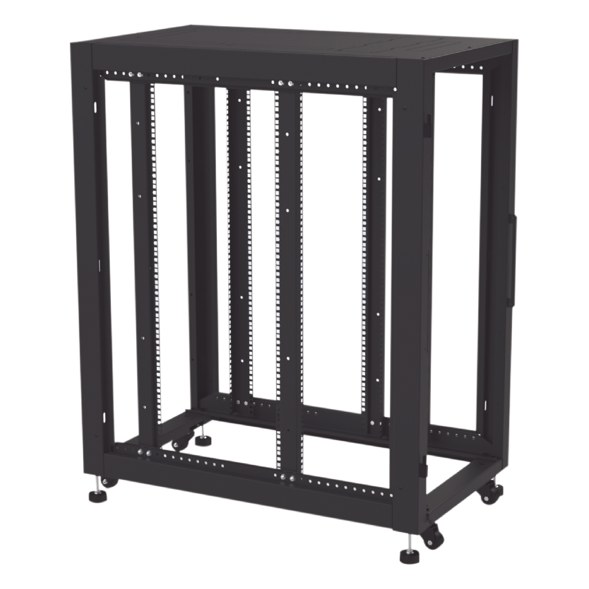 Gabinete de Piso para Telecomunicaciones / 24 UR / 600 x 1000 mm / Puerta con Cristal Templado / Cierre 3 Puntos / Postes Ajustables