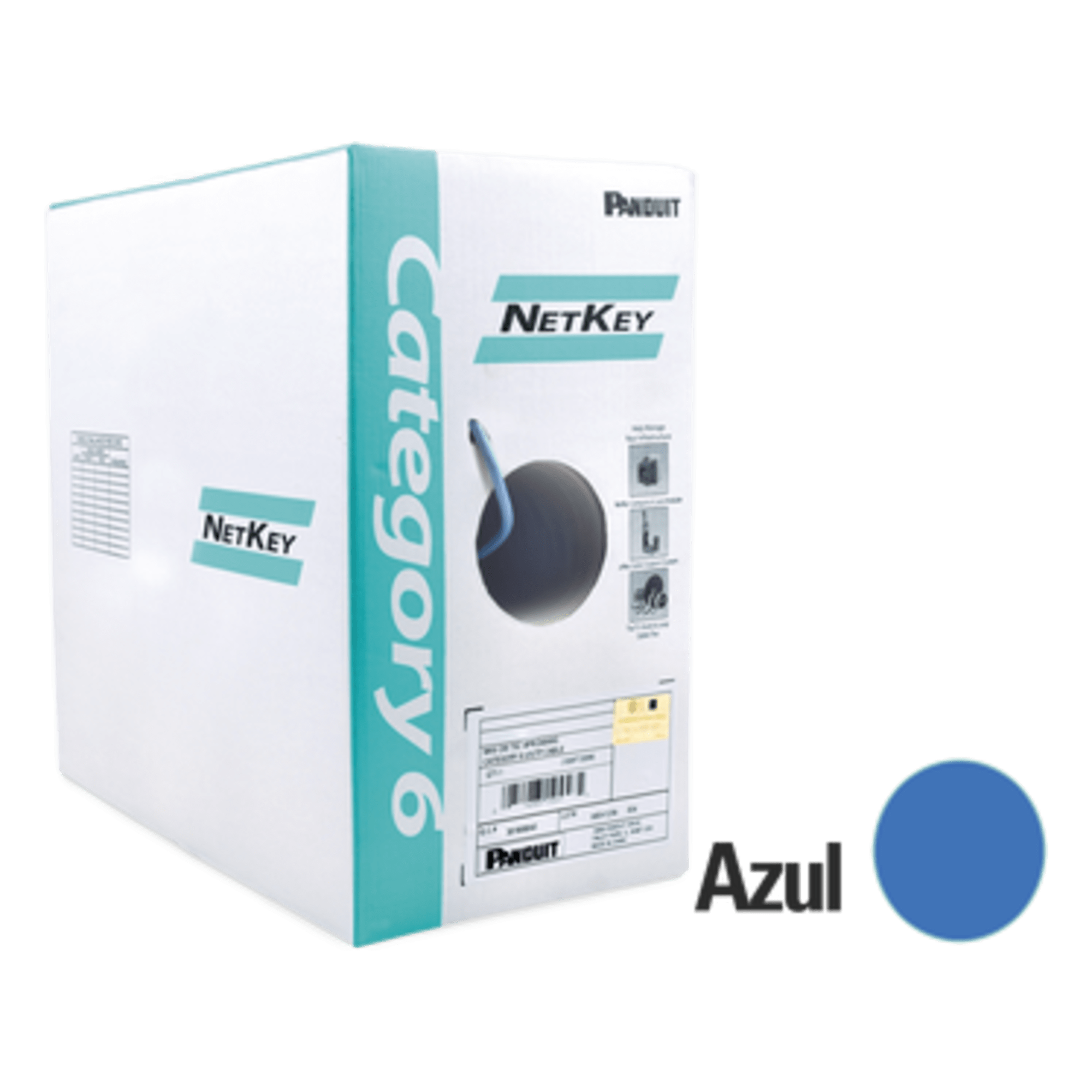 Bobina UTP Cat 6 / 305 m (1000 ft) / 24 AWG / PVC CM / 4 Pares / 250 MHz / PoE — PANDUIT · SKU NUC6C04BU-ME
