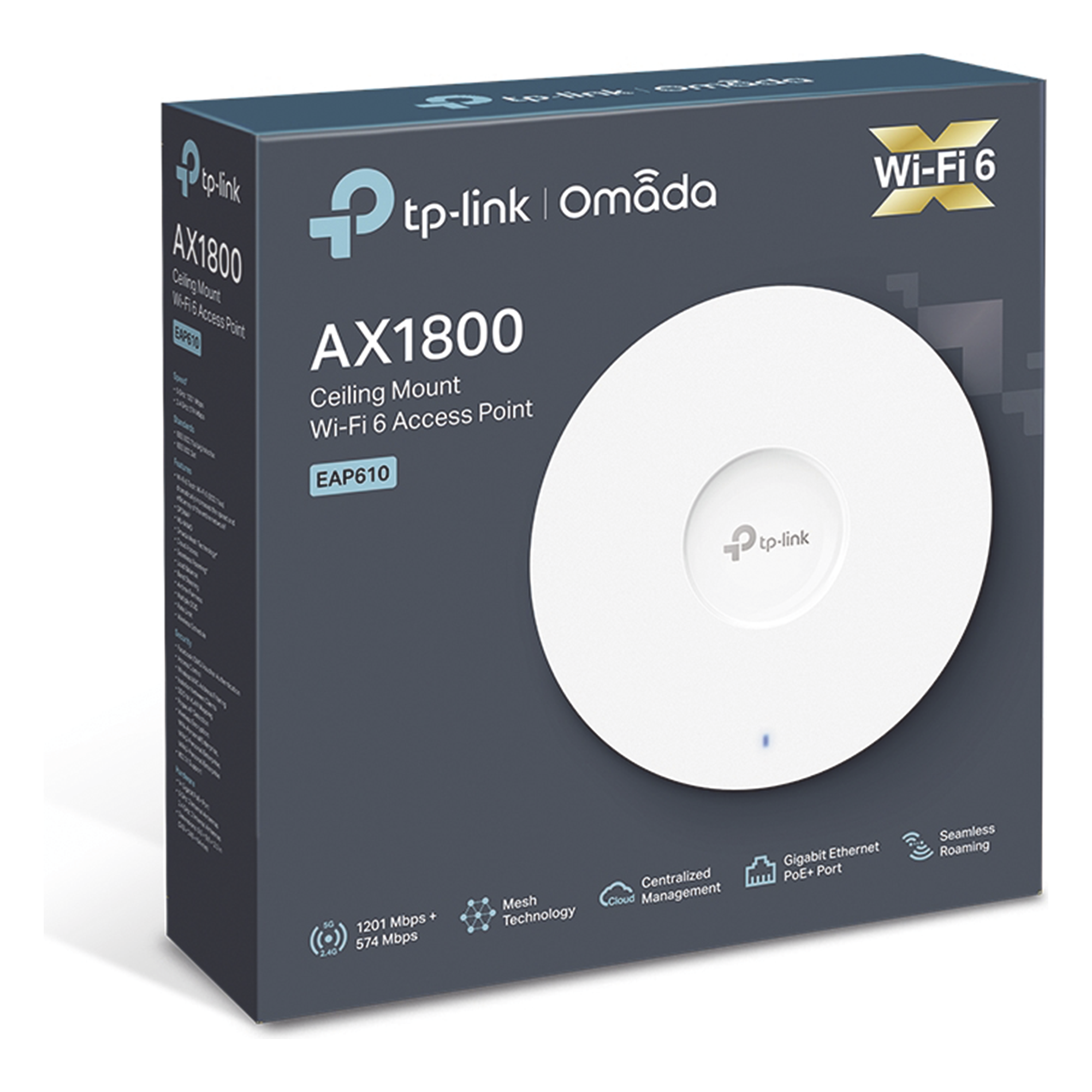 Punto de Acceso Wi-Fi 6 / AX1800 / MU-MIMO 2x2 / PoE+ / Montaje Techo/Pared / Alta Densidad de Usuarios