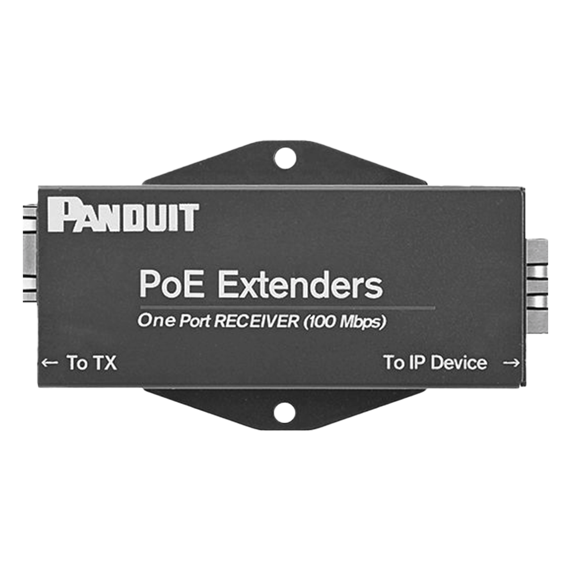 Receptor PoE/PoE+ / Hasta 610 m (2000 ft) / Cat5e/Cat6 / 10/100 Mbps / -40°C a 70°C — PANDUIT · SKU POEXRX1