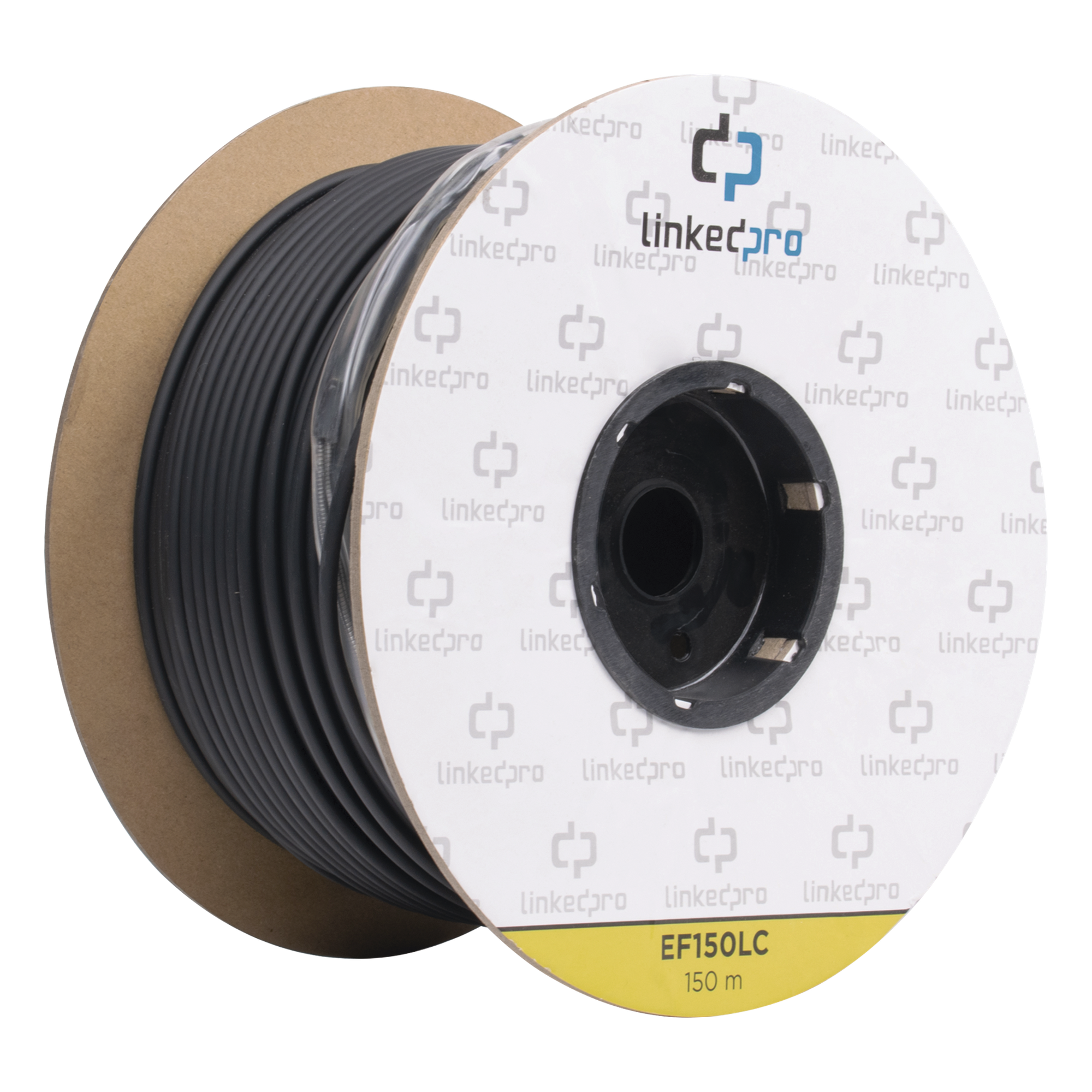 Carrete de Fibra Óptica Monomodo / Conectores LC-LC Dúplex / 150 m (492.13 pies) / Reforzada con Kevlar / Tight Buffer 900 μm / HDPE para Subterráneo — LINKEDPRO BY EPCOM · SKU EF-150-LC