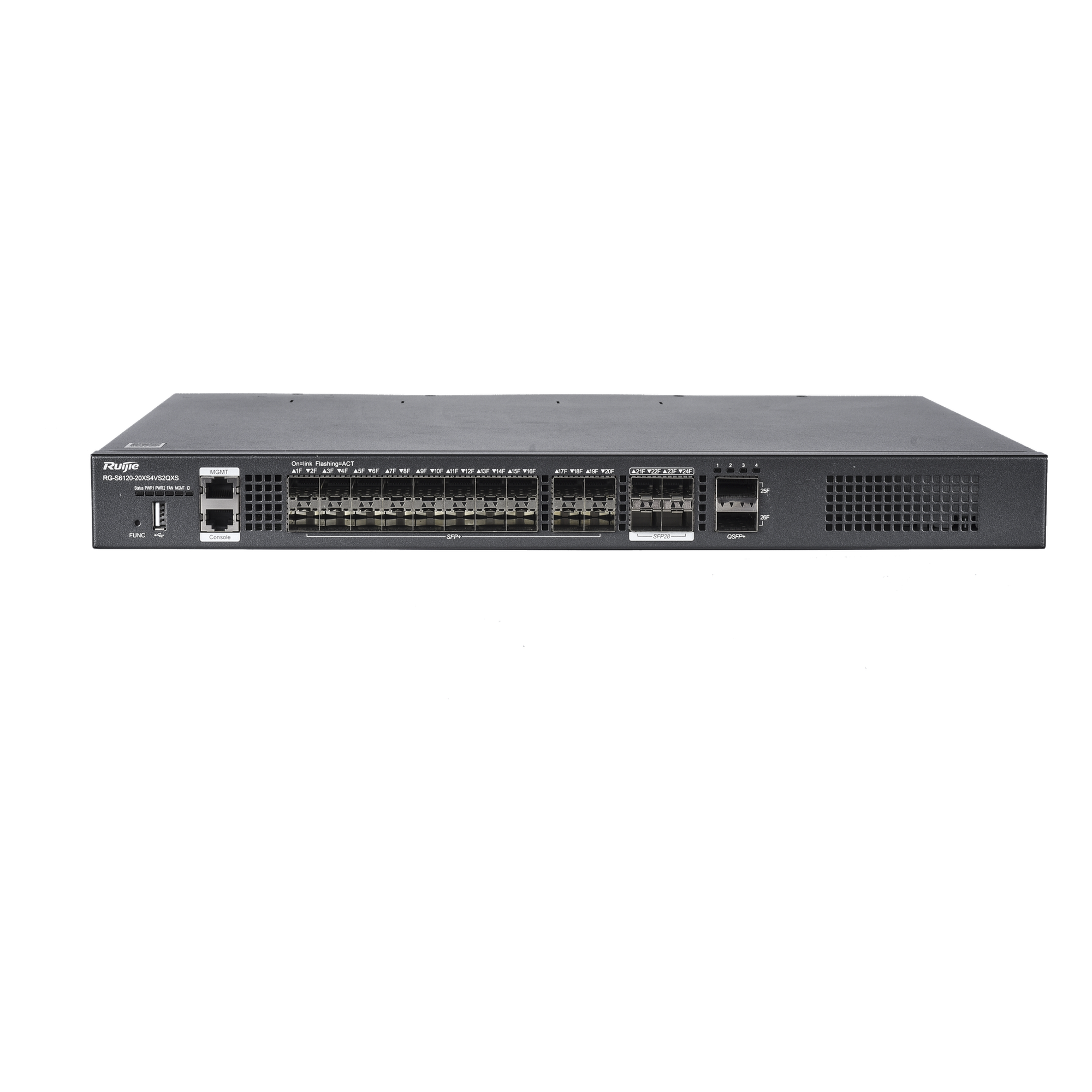 Switch de Distribución de Fibra / 23 Tbps / 20 Puertos SFP+ 10G / 4 Puertos SFP28 25G / 2 Puertos QSFP+ 40G / Modular — RUIJIE · SKU RG-S6120-20XS4VS2QXS