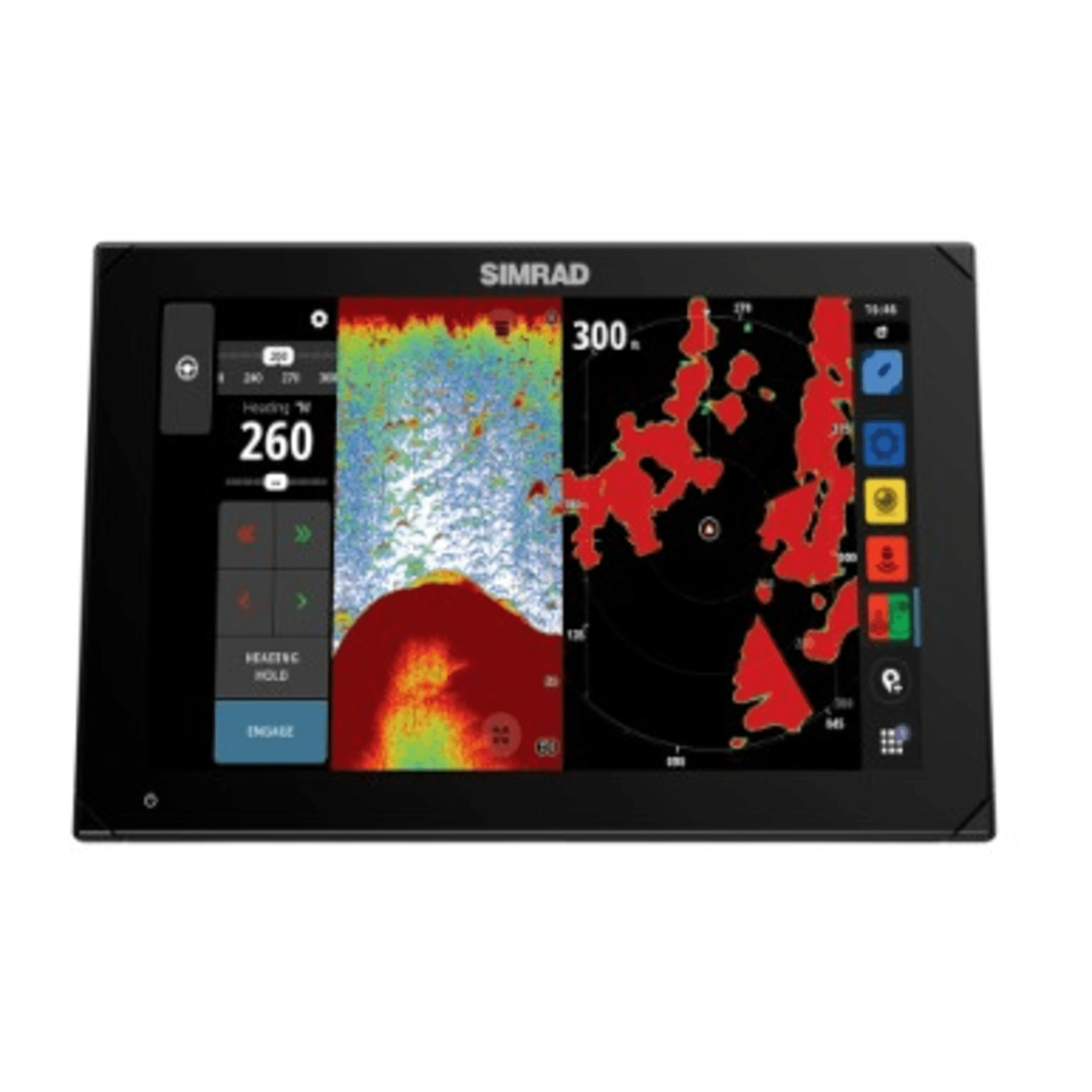 Sistema de Navegación / Pantalla Táctil SolarMAX IPS HD / 170° Visión / Integración Mercury SmartCraft / Compatibilidad Radar HALO / Ethernet y NMEA 2000 / Cámaras IP y Cartografía — SIMRAD · SKU 000-15223-001