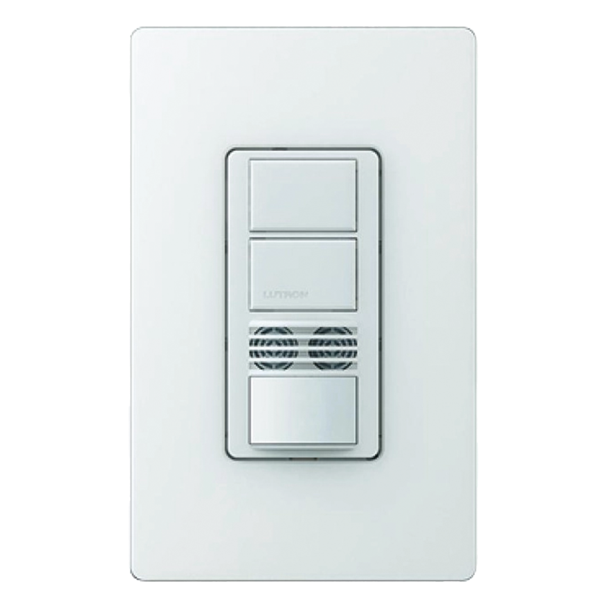 Interruptor de Pared con Sensor de Ocupación / Doble Tecnología PIR y Ultrasónico / Dos Circuitos Independientes / 120-277 V / Cobertura 81 m² (872.3 ft²) — LUTRON ELECTRONICS · SKU MSB202SW
