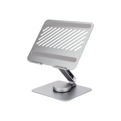 Soporte Giratorio de Aluminio para Laptop | Giratorio 360° | Función de Bloqueo | Soporta Laptops de 10 a 17.3''| Capacidad de Carga 5Kg | Excelente Estabilidad | Diseño Ergonómico | Altura y Angulo Ajustable | Plegable y Port&amp