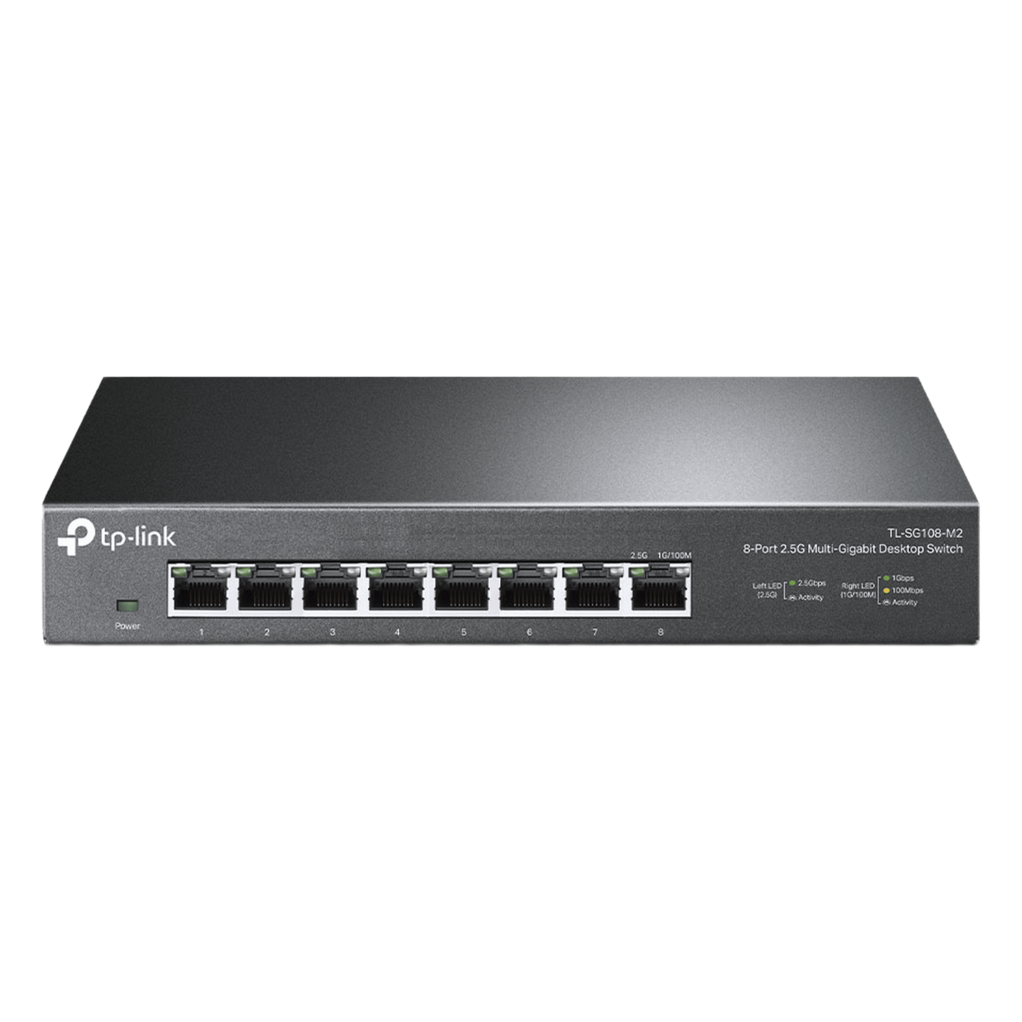 Switch no administrable / 8 puertos 2.5G / 40 Gbps switching / Fanless / Auto-negociación 100M/1G/2.5G — TP-LINK · SKU TL-SG108-M2