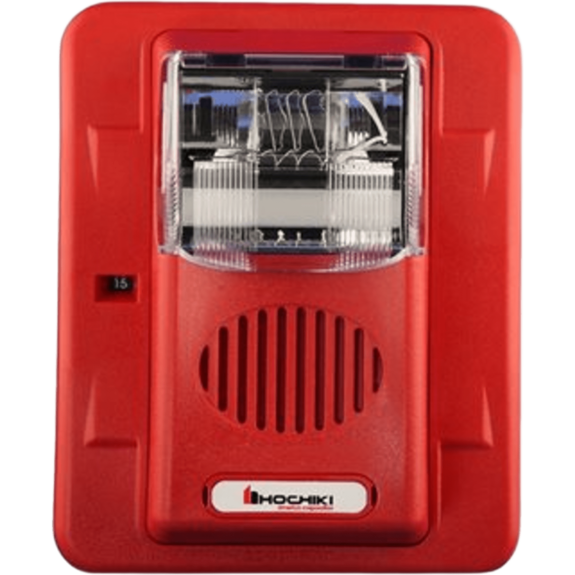 Sirena Estrobo, 24 Vcd, Multi-Candela 15 hasta 110 cd, Montaje En Pared, Color Rojo, Serie HEC3 (0500-06020), Hochiki 