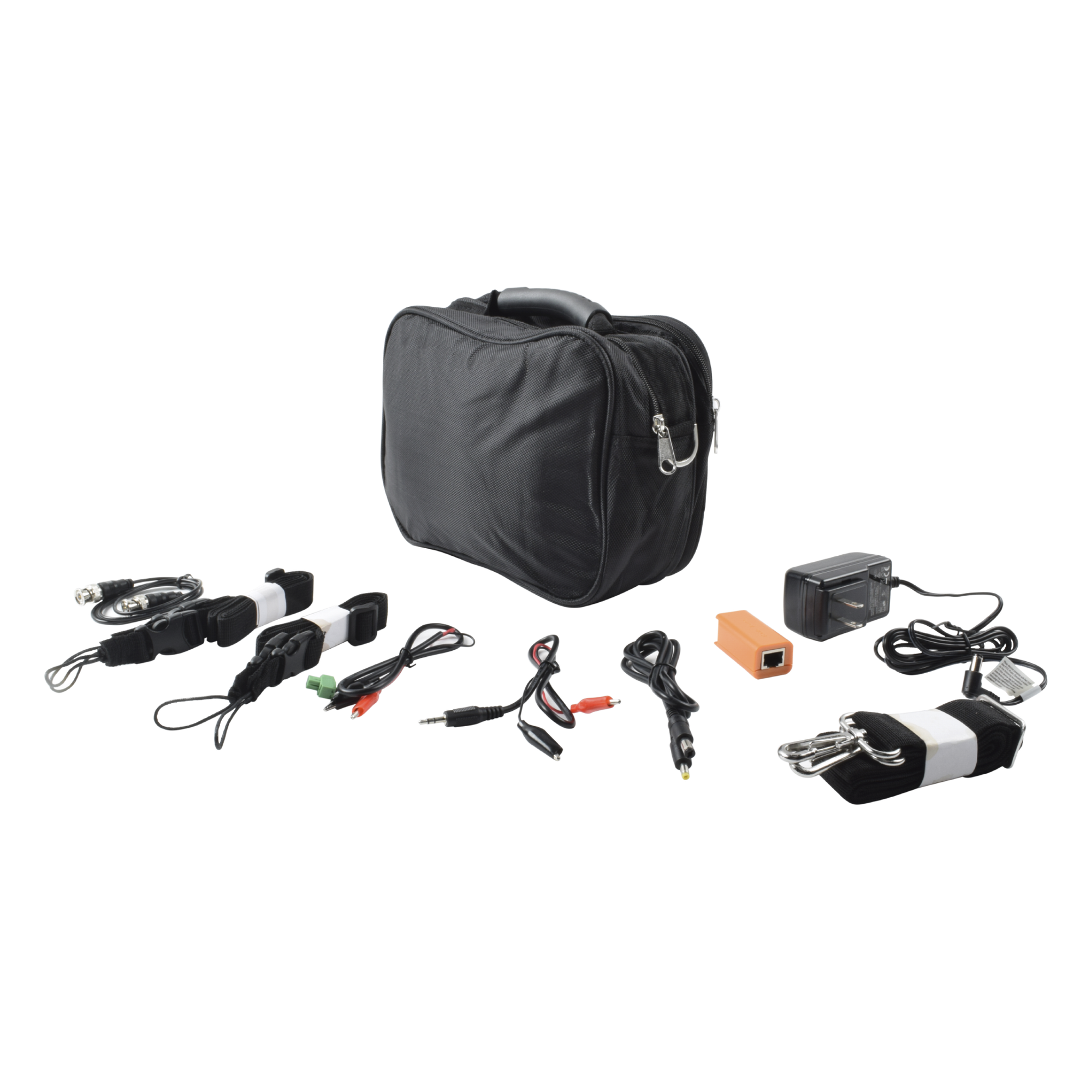 Kit de Accesorios para Probador de Video / Maleta y Cinturón / Cable BNC 30 cm / Fuente 12VDC 2A / Soporte RS485 / Puntas Multímetro / Audio 3.5mm — EPCOM · SKU TPTURBOACC