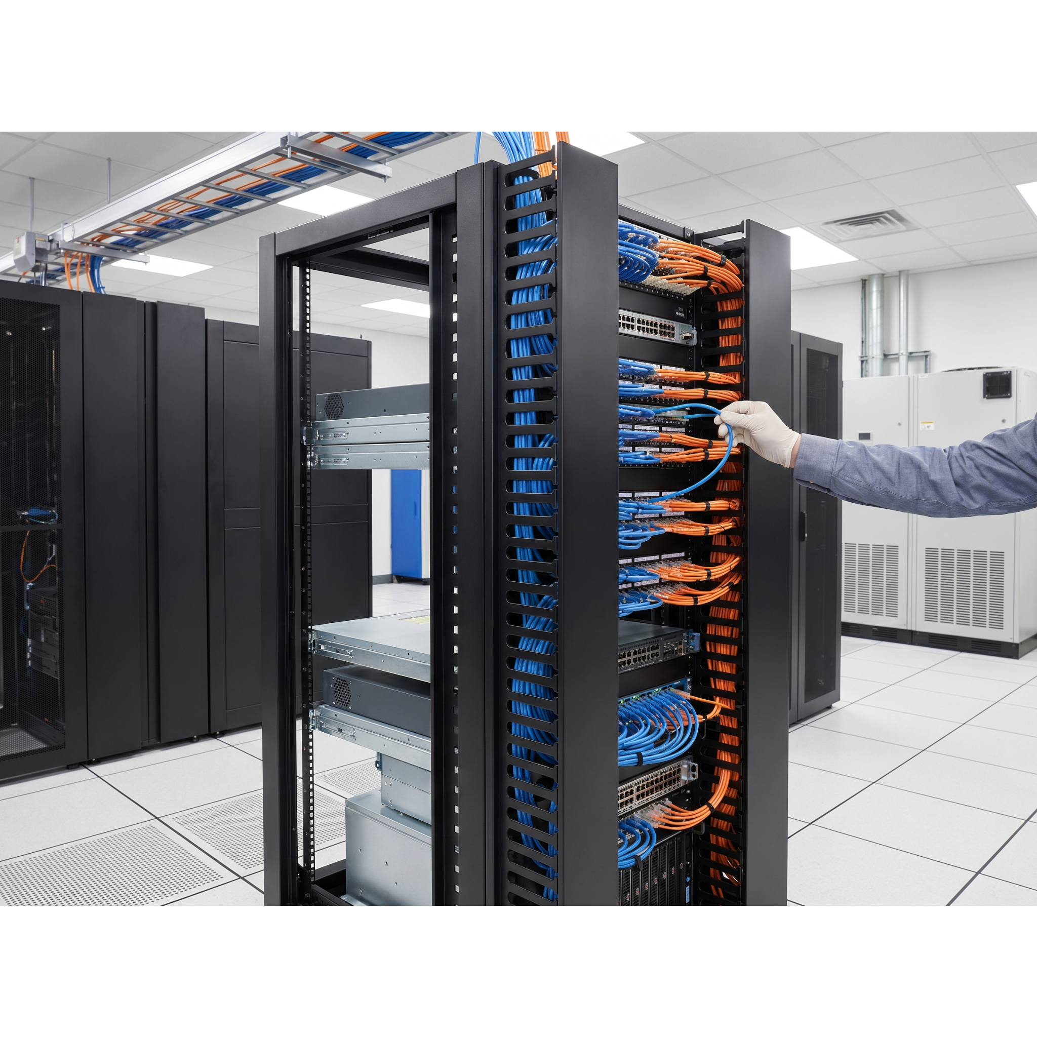 Organizador Vertical CableTek, Sencillo (Solo Frontal), Para Rack Abierto de 45 Unidades, 6 in de Ancho, Color Negro