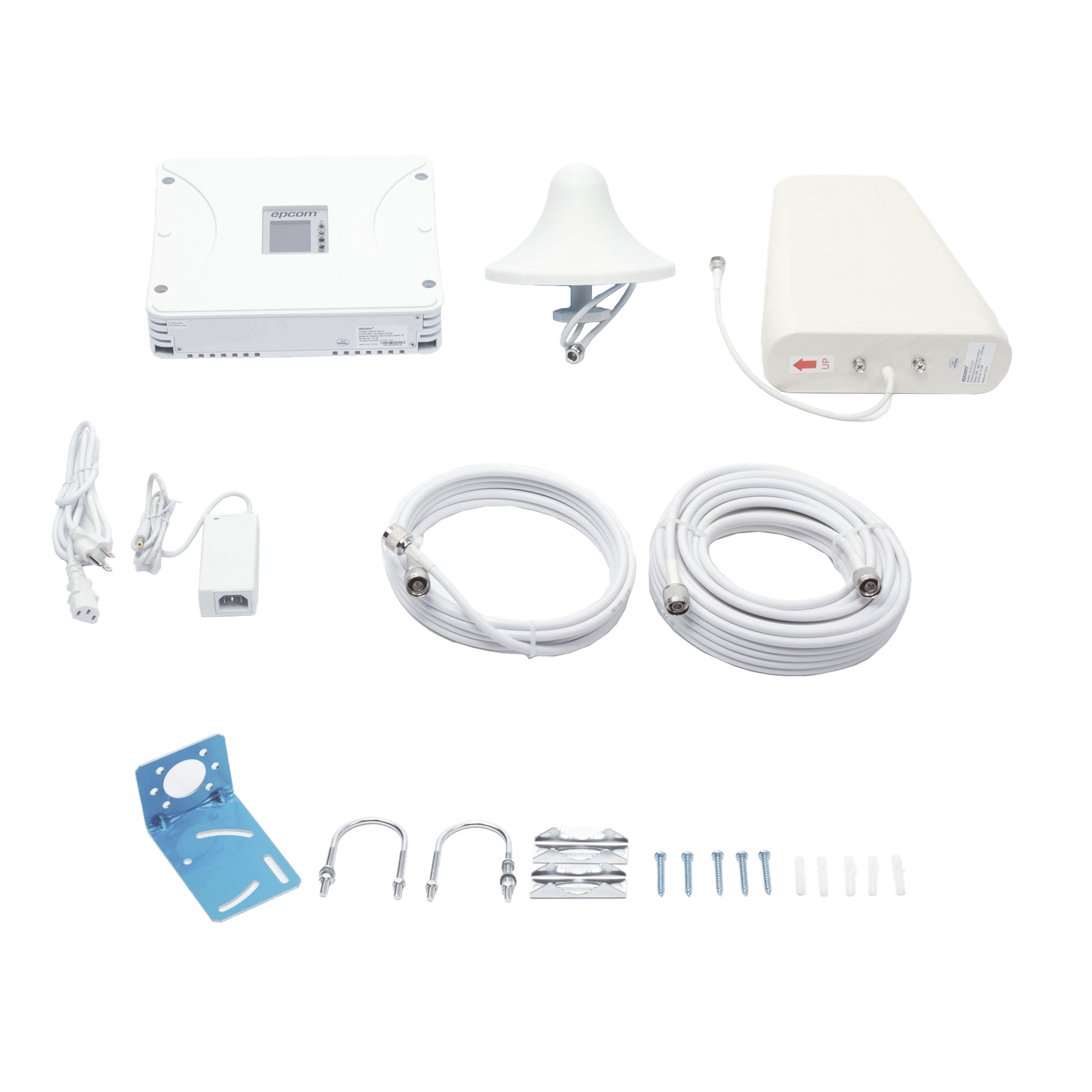 Kit Amplificador de Señal Celular 2G, 3G, 4G y 5G / Mejora llamadas convencionales y VoLTE / Amplifica señal de TELCEL, AT&T, MOVISTAR, BAIT,DiRi y más / Cubre hasta 300 m² con una antena y hasta 900 m² con 3 antenas.