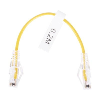 Cable de Parcheo Slim UTP Cat6 - 20 cm (7.87 Pulgadas) Amarillo Diámetro Reducido (28 AWG)